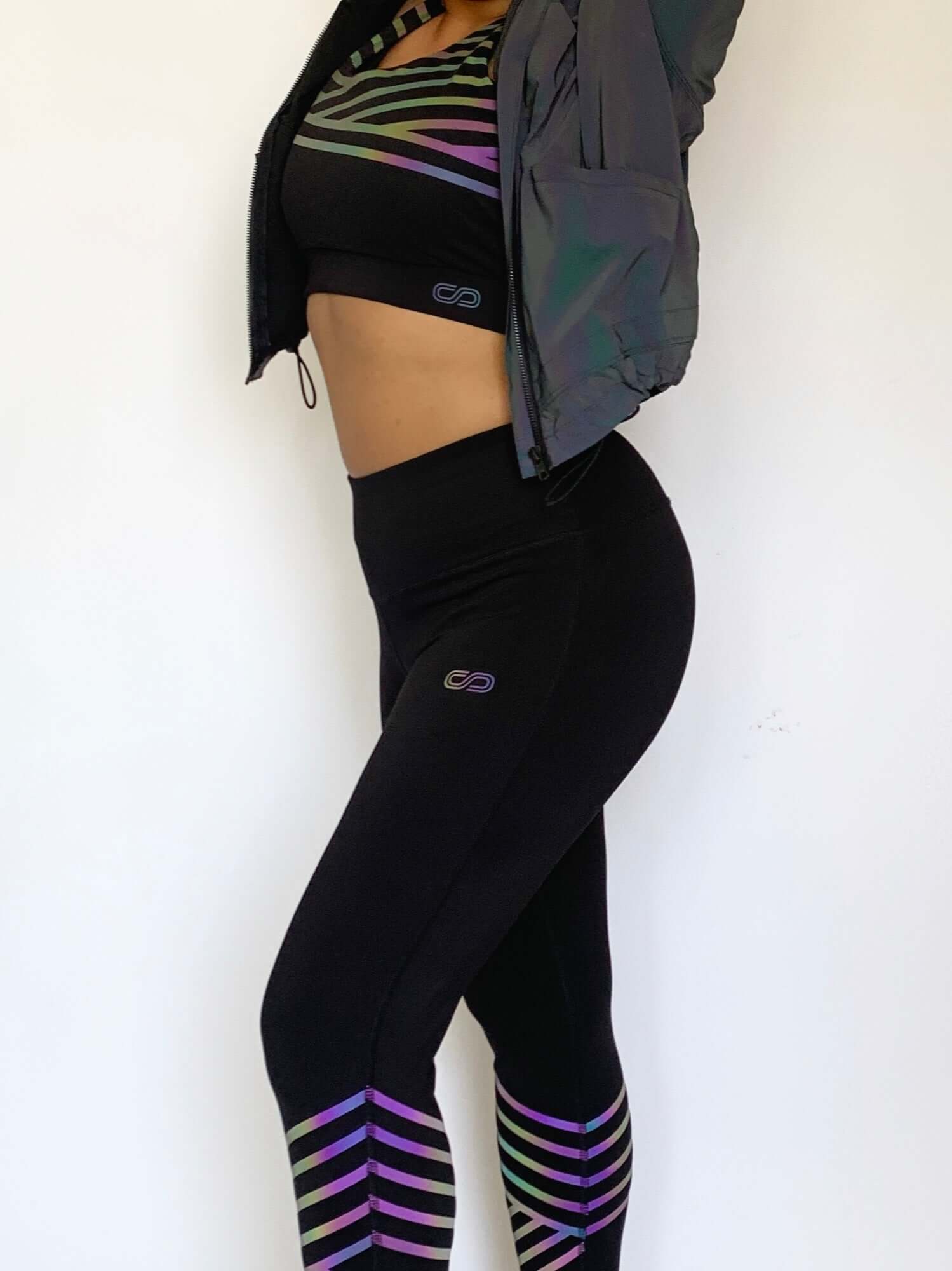 Shop-Black Artemis Reflective Crop Top & Leggings