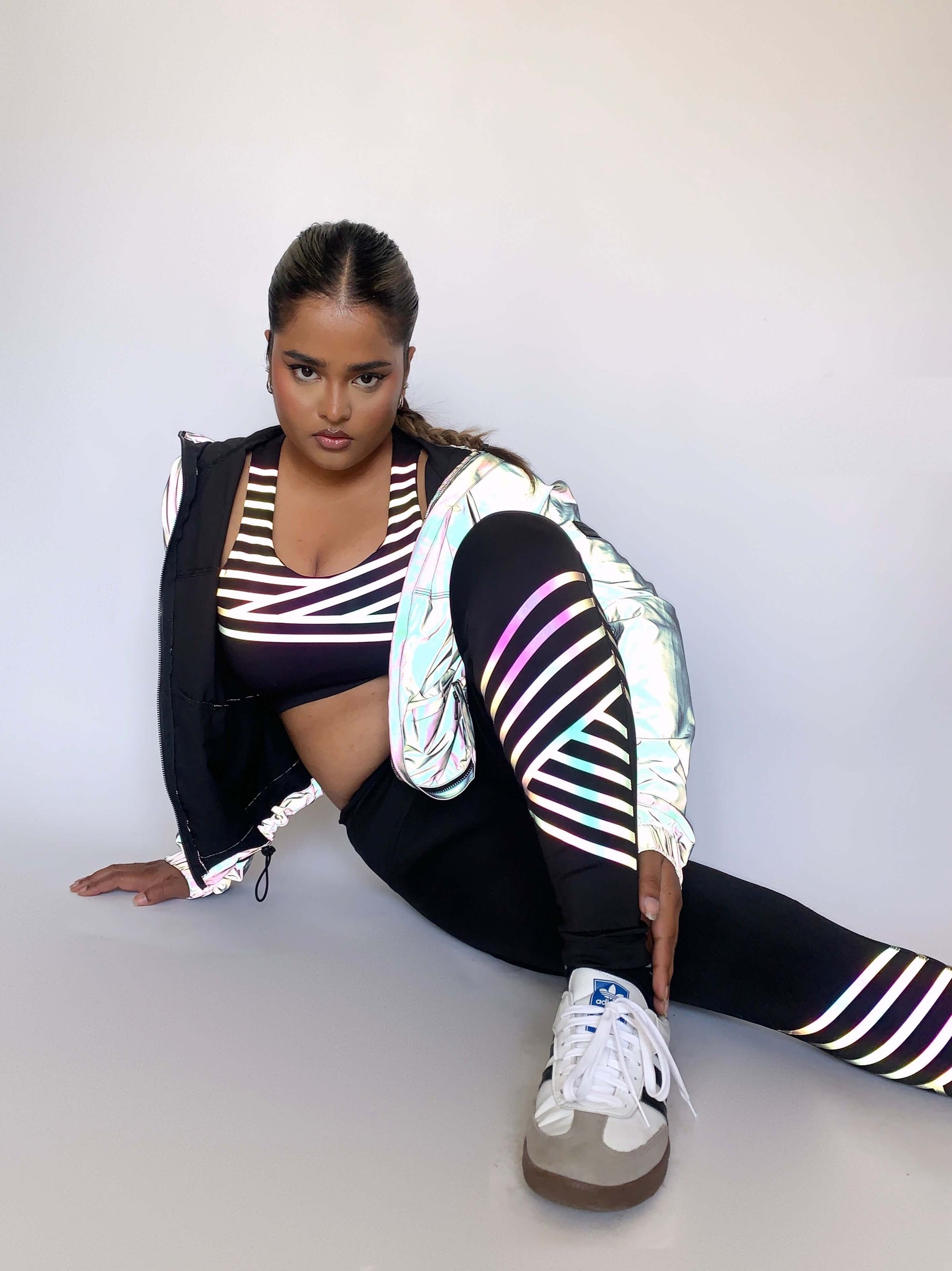 Shop-Black Artemis Reflective Crop Top & Leggings