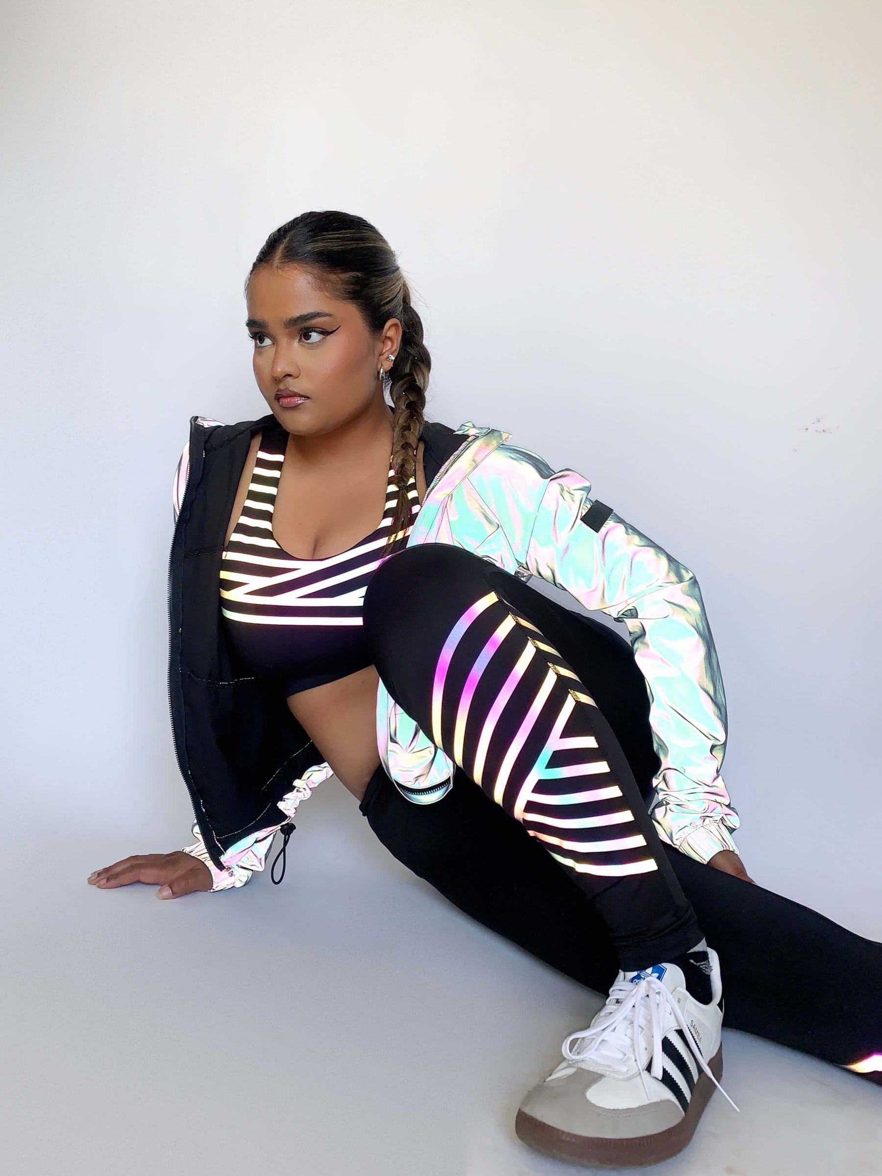 Shop-Black Artemis Reflective Crop Top & Leggings