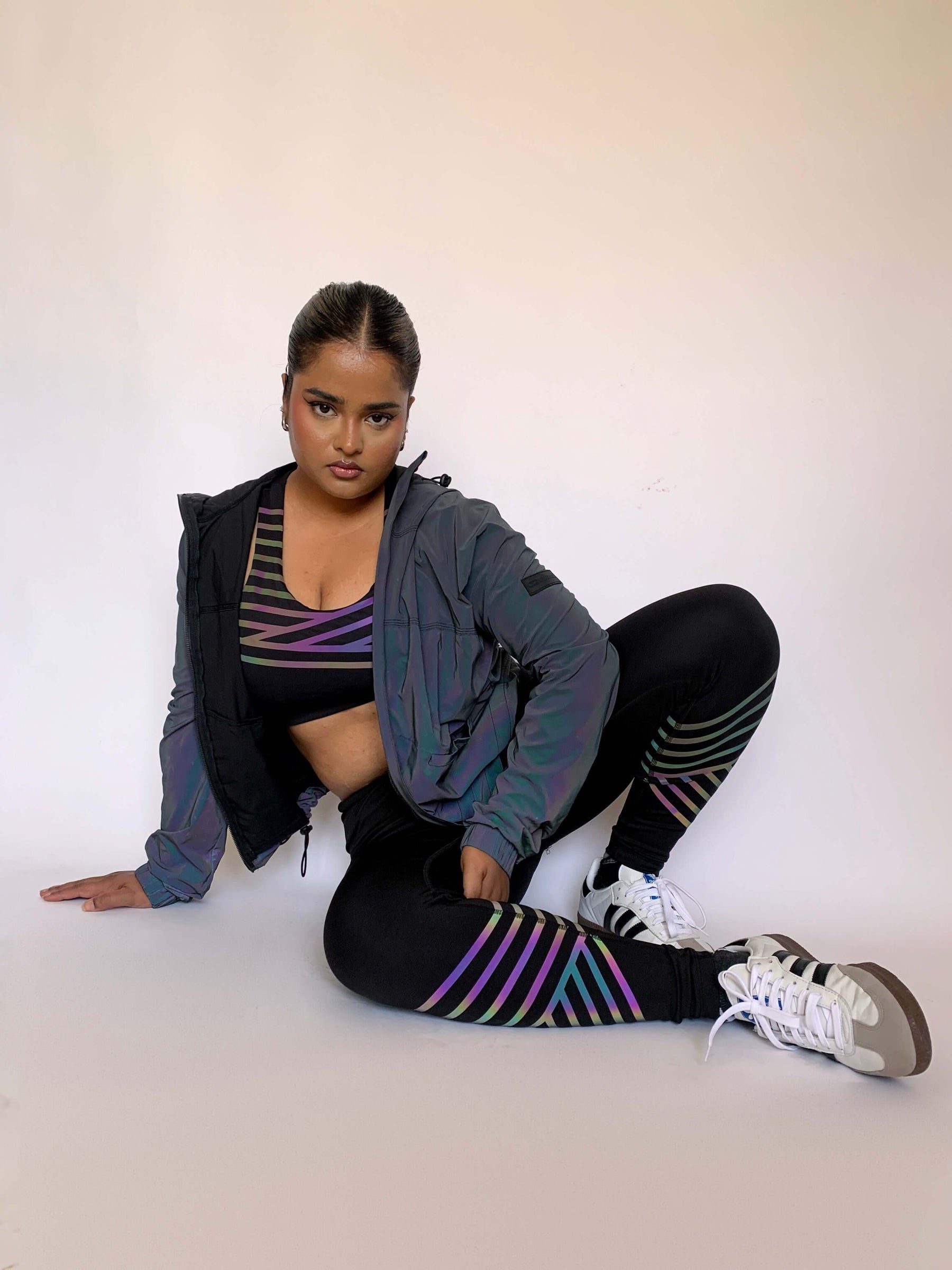 Shop-Black Artemis Reflective Crop Top & Leggings