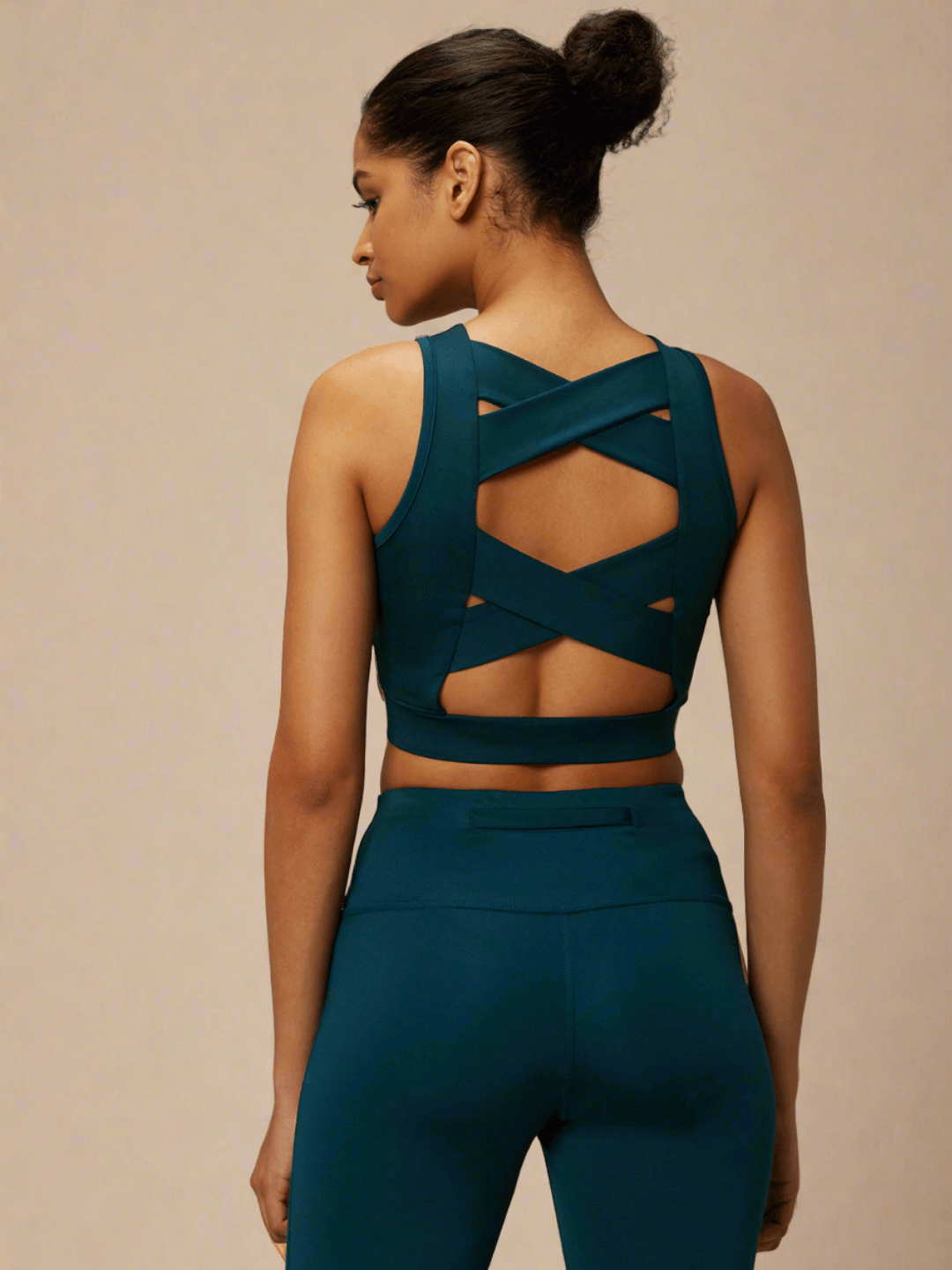 Shop-Teal Padded Cross Back Crop Top & 7/8 Leggings