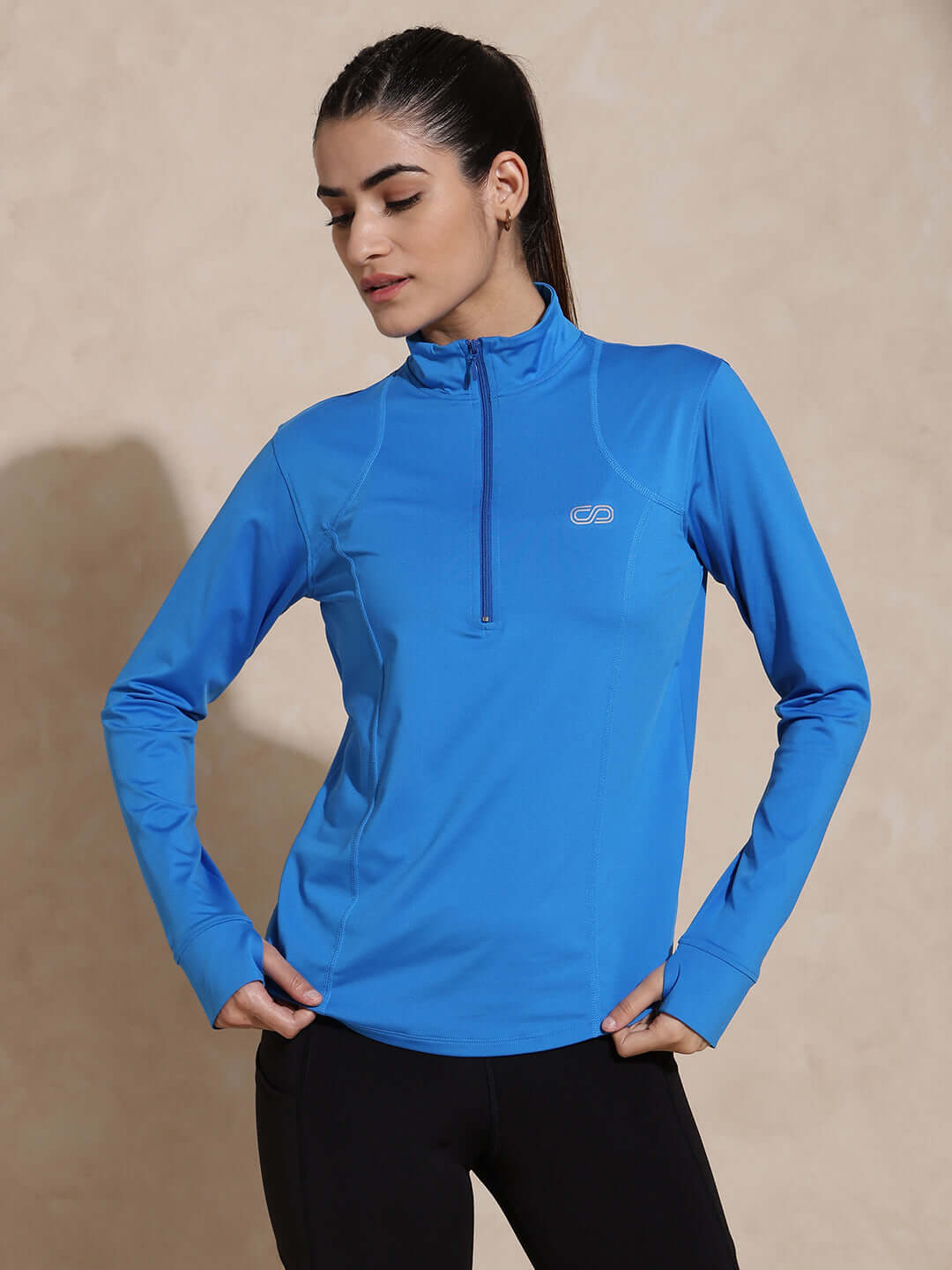 Shop-Women's Ath Runner Zip Neck Electric Blue