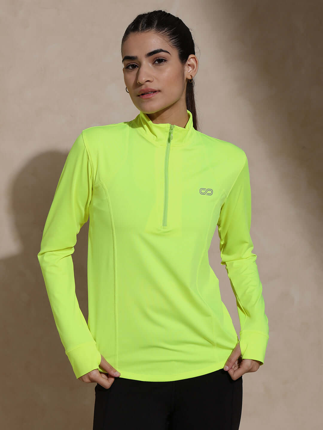 Shop-Women's Ath Runner Zip Neck Safety Yellow