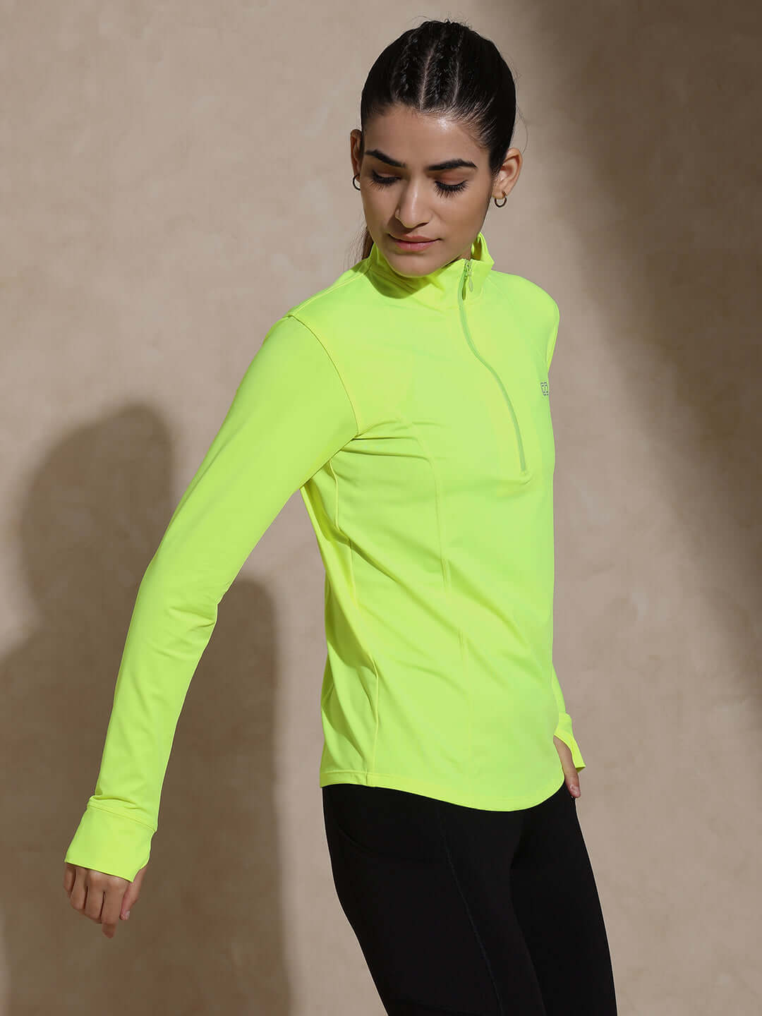 Shop-Women's Ath Runner Zip Neck Safety Yellow