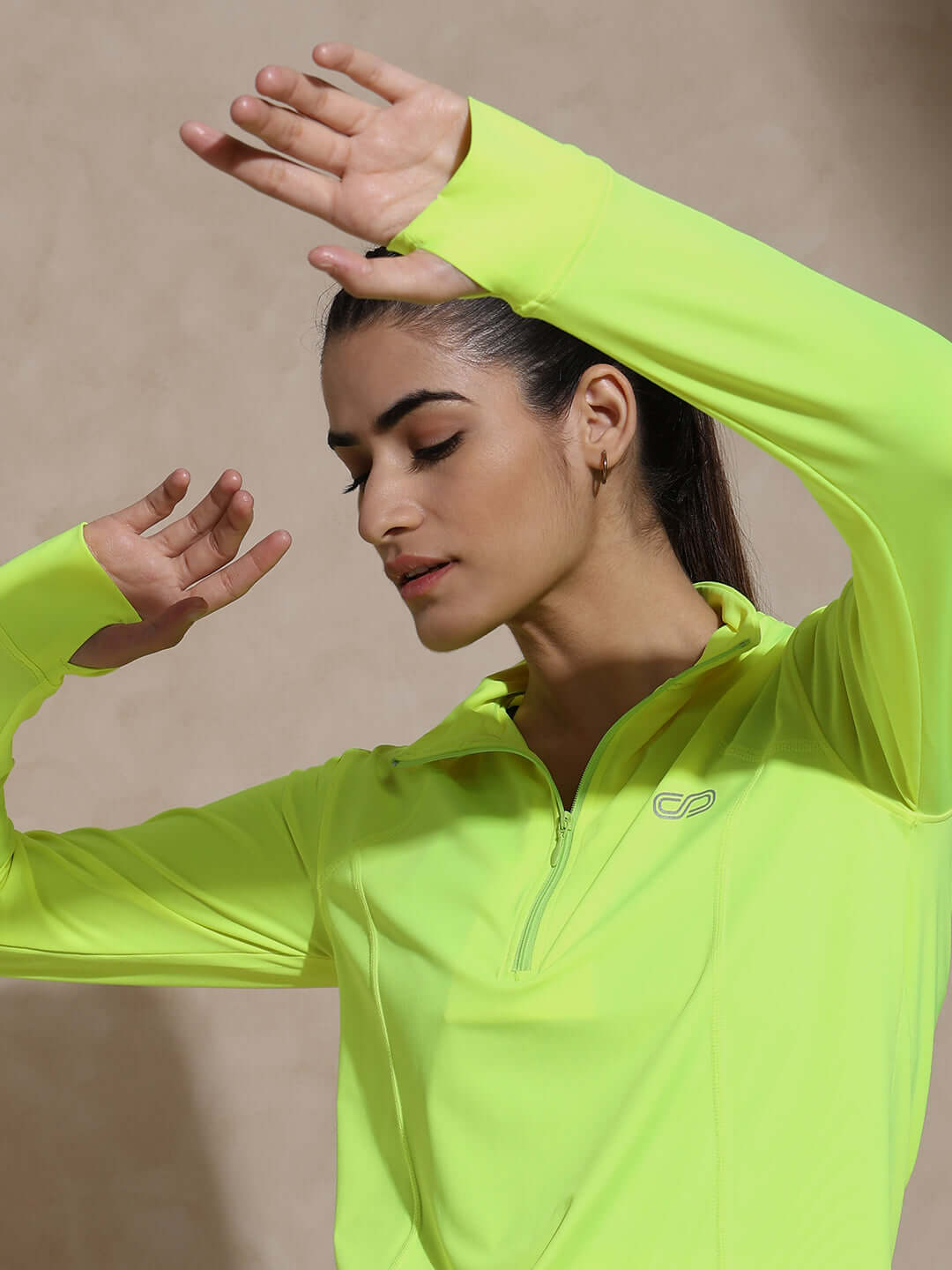 Shop-Women's Ath Runner Zip Neck Safety Yellow