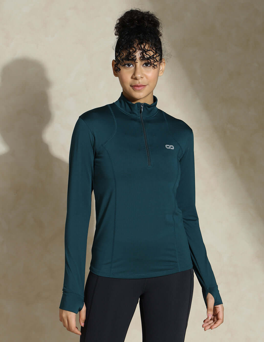 Shop-Women's Ath Runner Zip Neck Teal