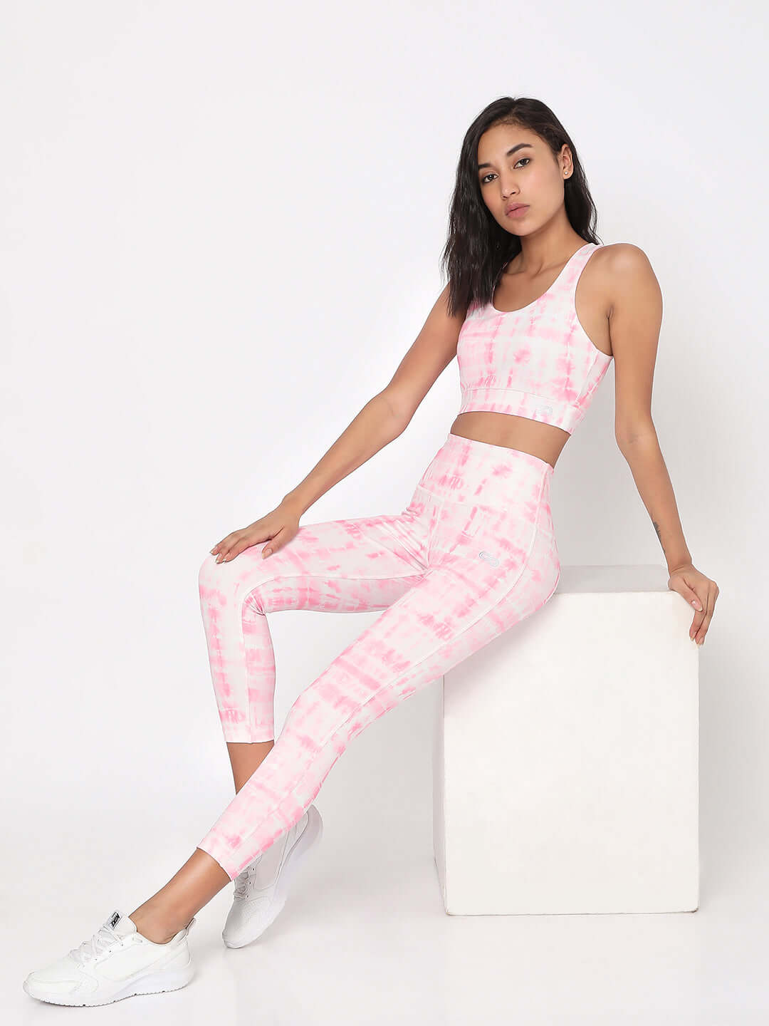 Shop-Pink Shibori Luxe Crop Top & Leggings