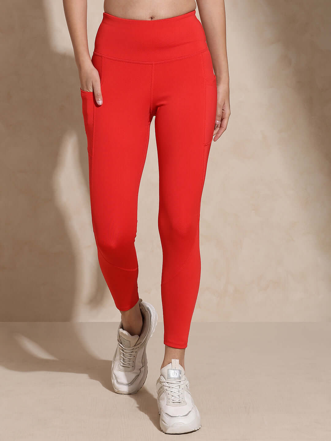 Red Keyhole Back Crop Top with Clasp & Aura Leggings