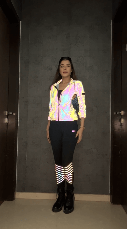 Shop-Black Artemis Reflective Crop Top & Leggings