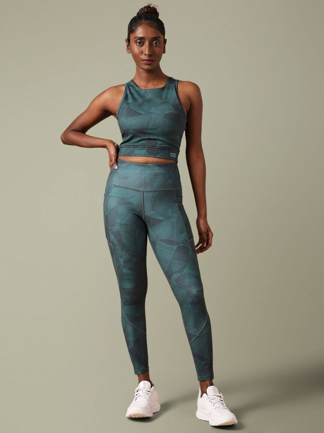 Padded Cross Back Stellar Green Crop Top