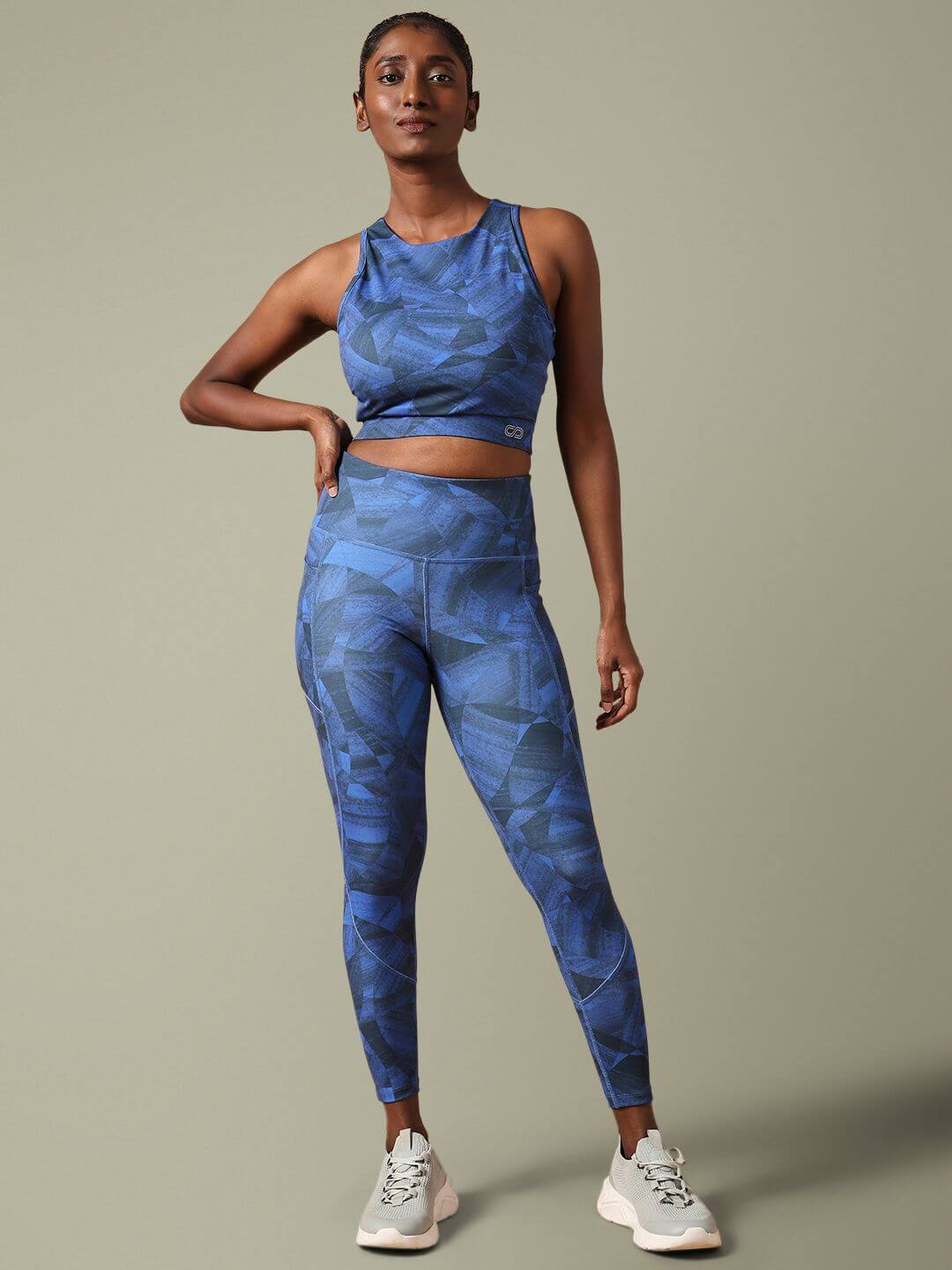 Padded Cross Back Stellar Blue Crop Top