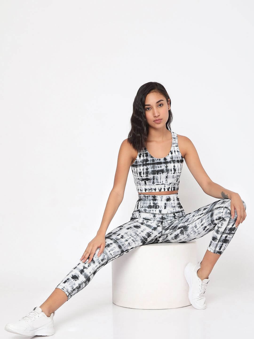 Black Shibori Luxe Crop Top & Leggings