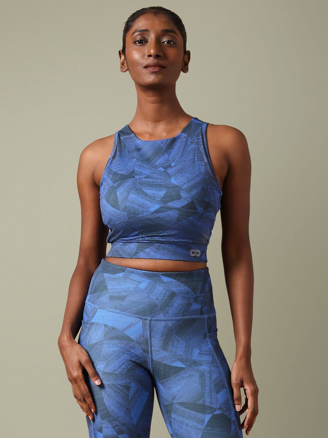 Padded Cross Back Stellar Blue Crop Top