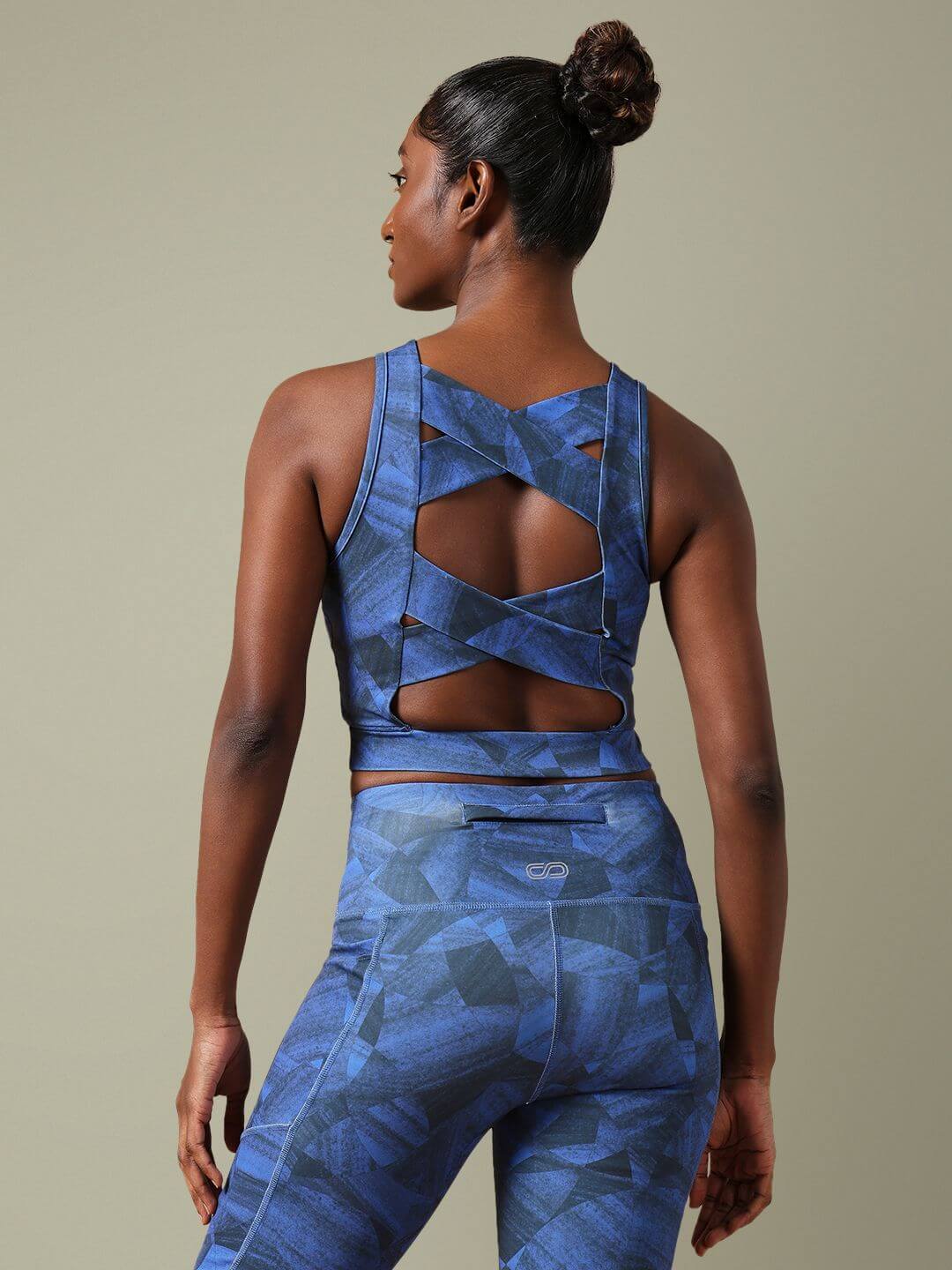 Padded Cross Back Stellar Blue Crop Top