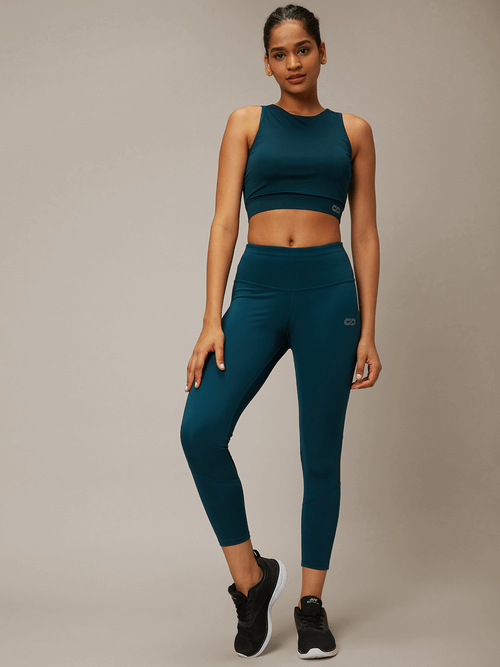Shop-Teal Padded Cross Back Crop Top & 7/8 Leggings