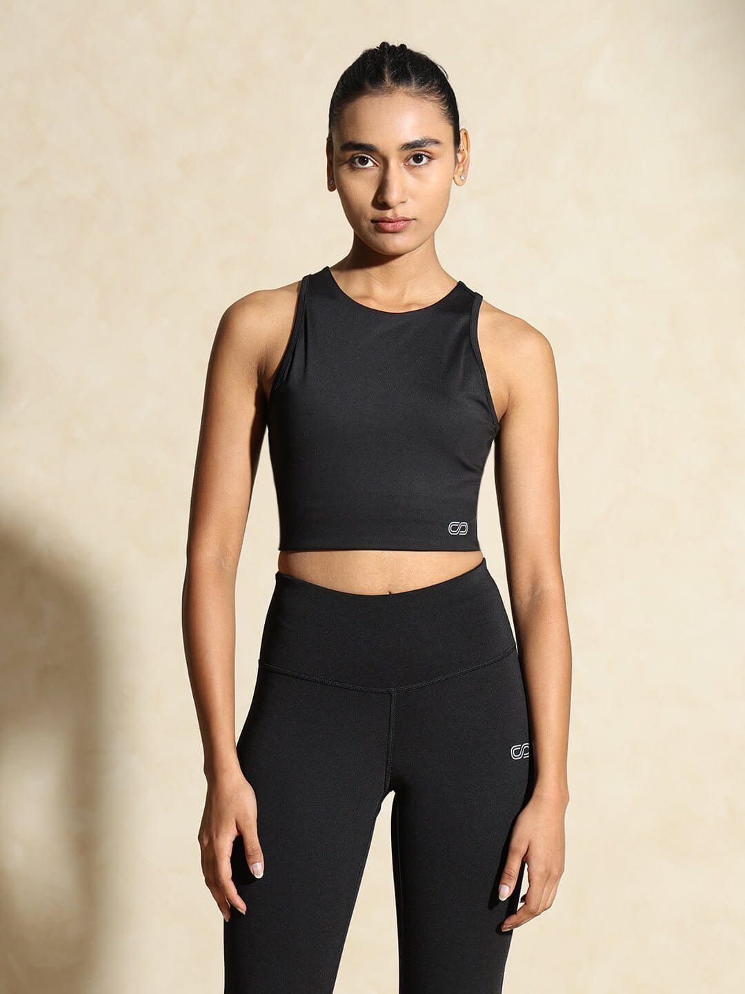 Shop-Black Keyhole Back Crop Top with Clasp & 7/8 Leggings