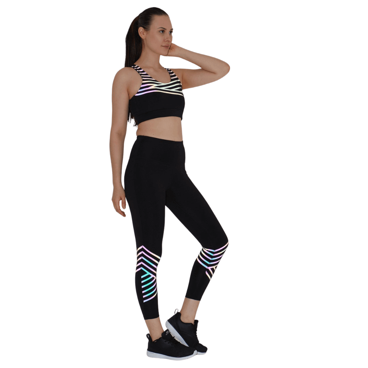 Shop-Black Artemis Reflective Crop Top & Leggings