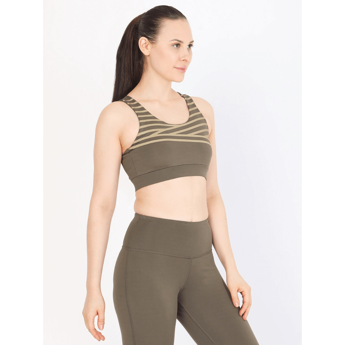 Athena Reflective Crop Top Olive-Padded Crop Top-Silvertraq-Silvertraq