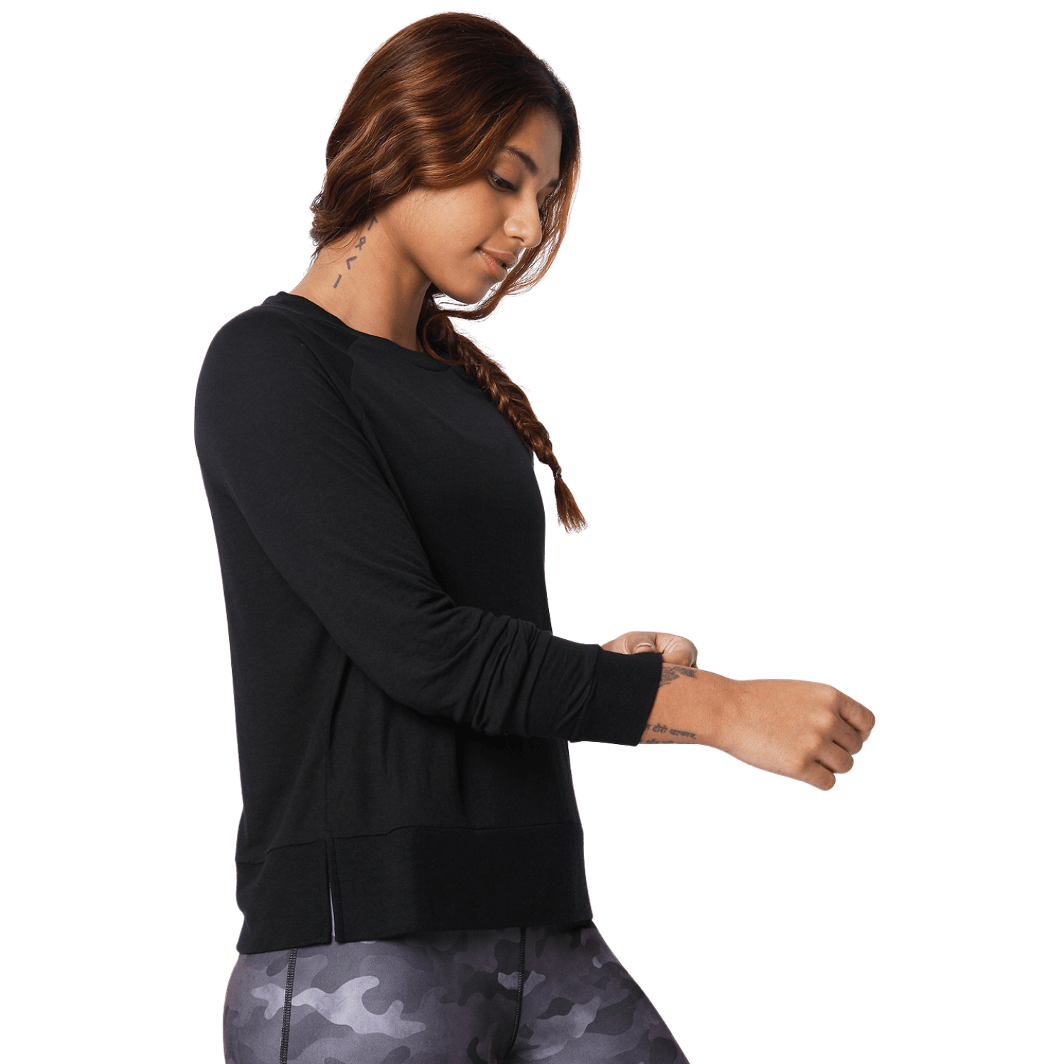 Modal Raglan Long Sleeve Tee Black-Long Sleeve Tee-Silvertraq-Silvertraq