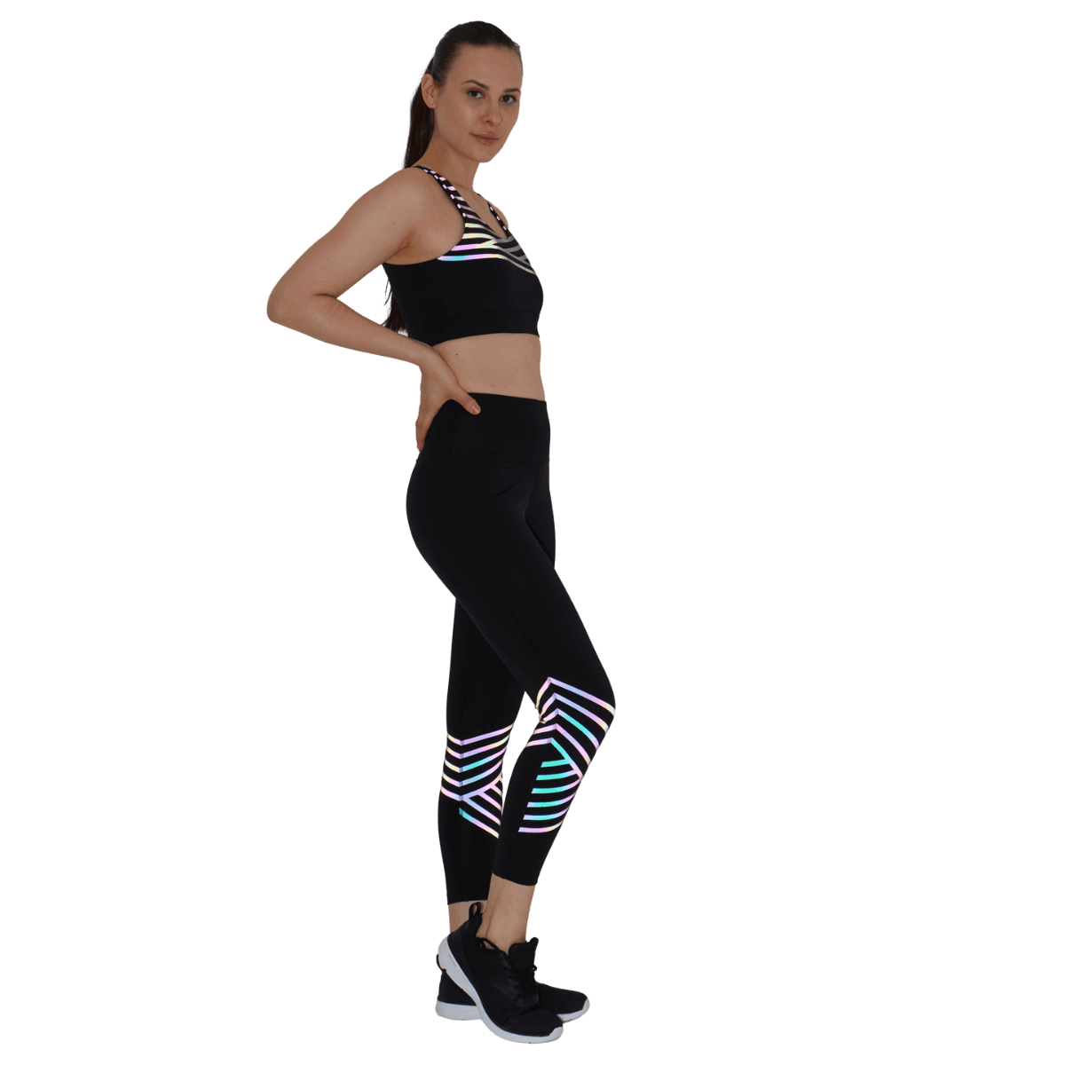 Shop-Black Artemis Reflective Crop Top & Leggings