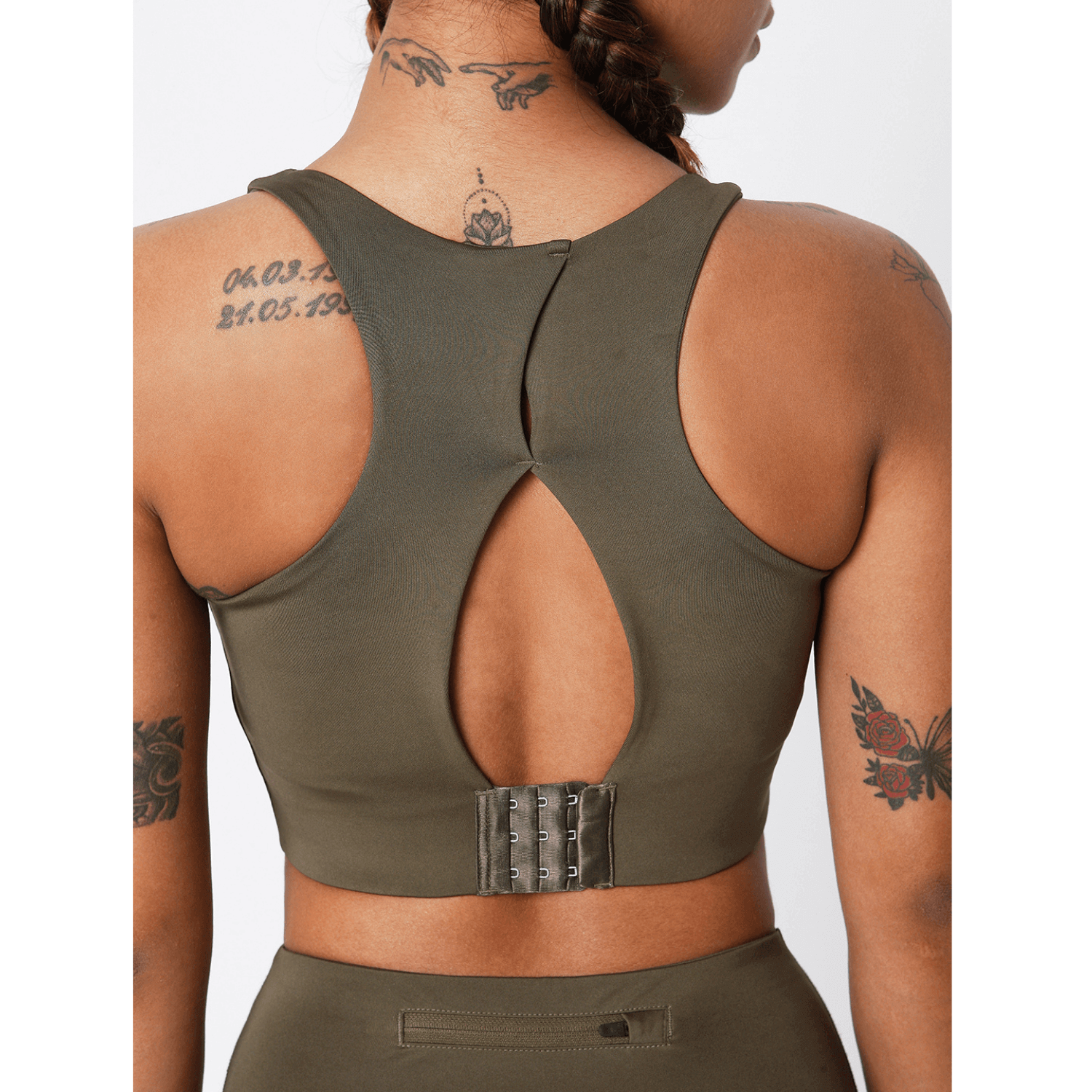 High Impact Action Bra With Clasp Olive-Padded Crop Top-Silvertraq-Silvertraq