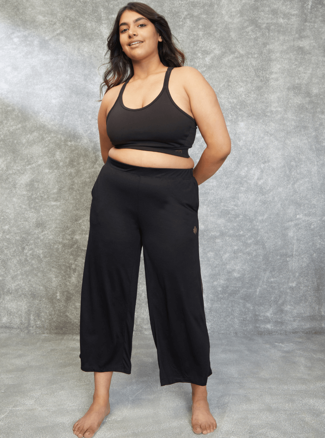 Modal Lounge Culottes Black-Lounge Pants-Silvertraq-Silvertraq