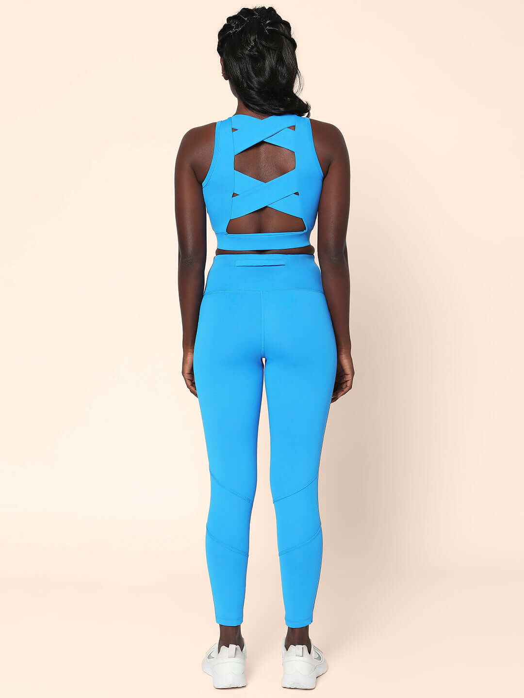 Electric Blue Crossback Crop Top & 7/8 Leggings