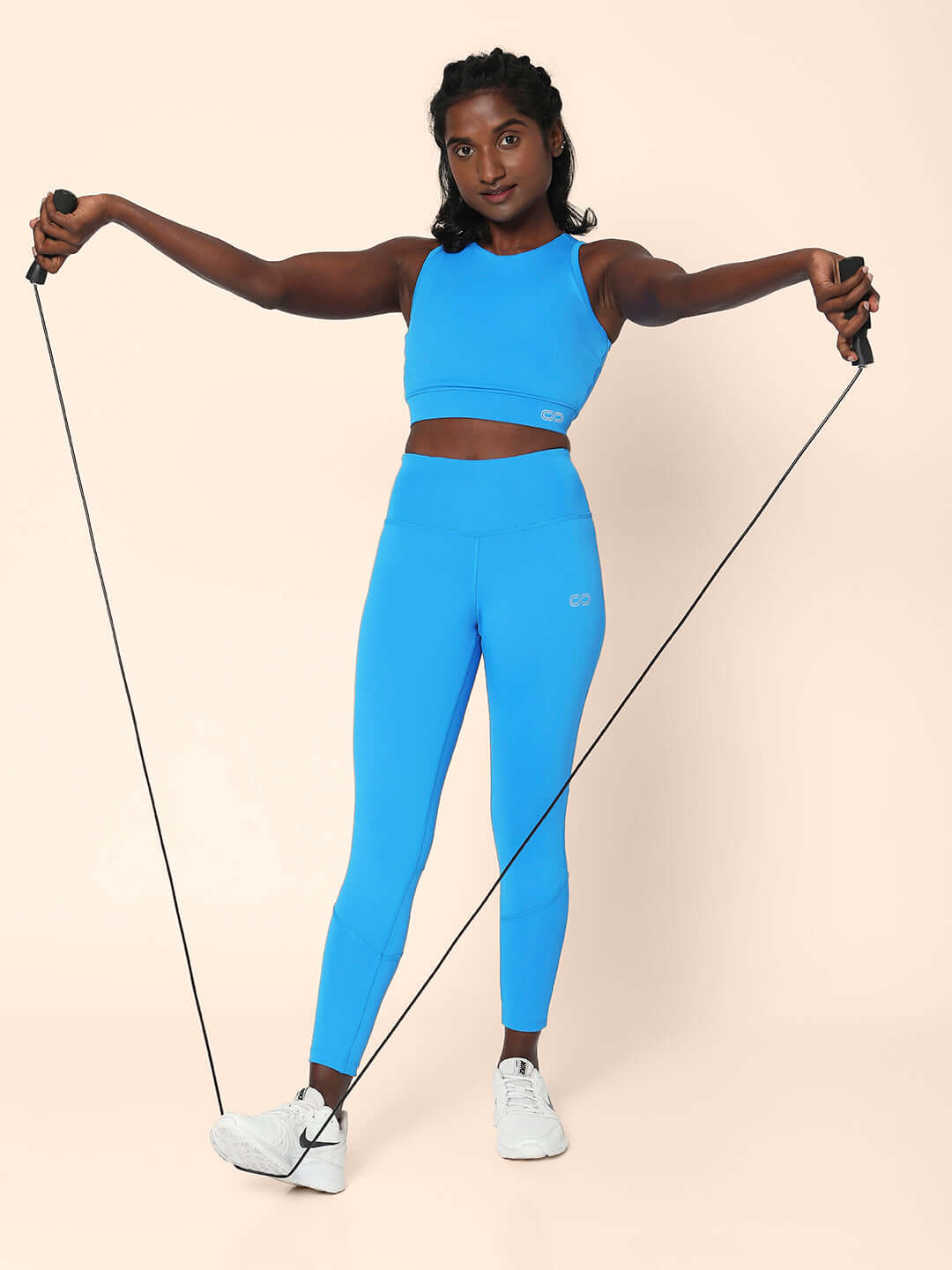 Electric Blue Crossback Crop Top & 7/8 Leggings