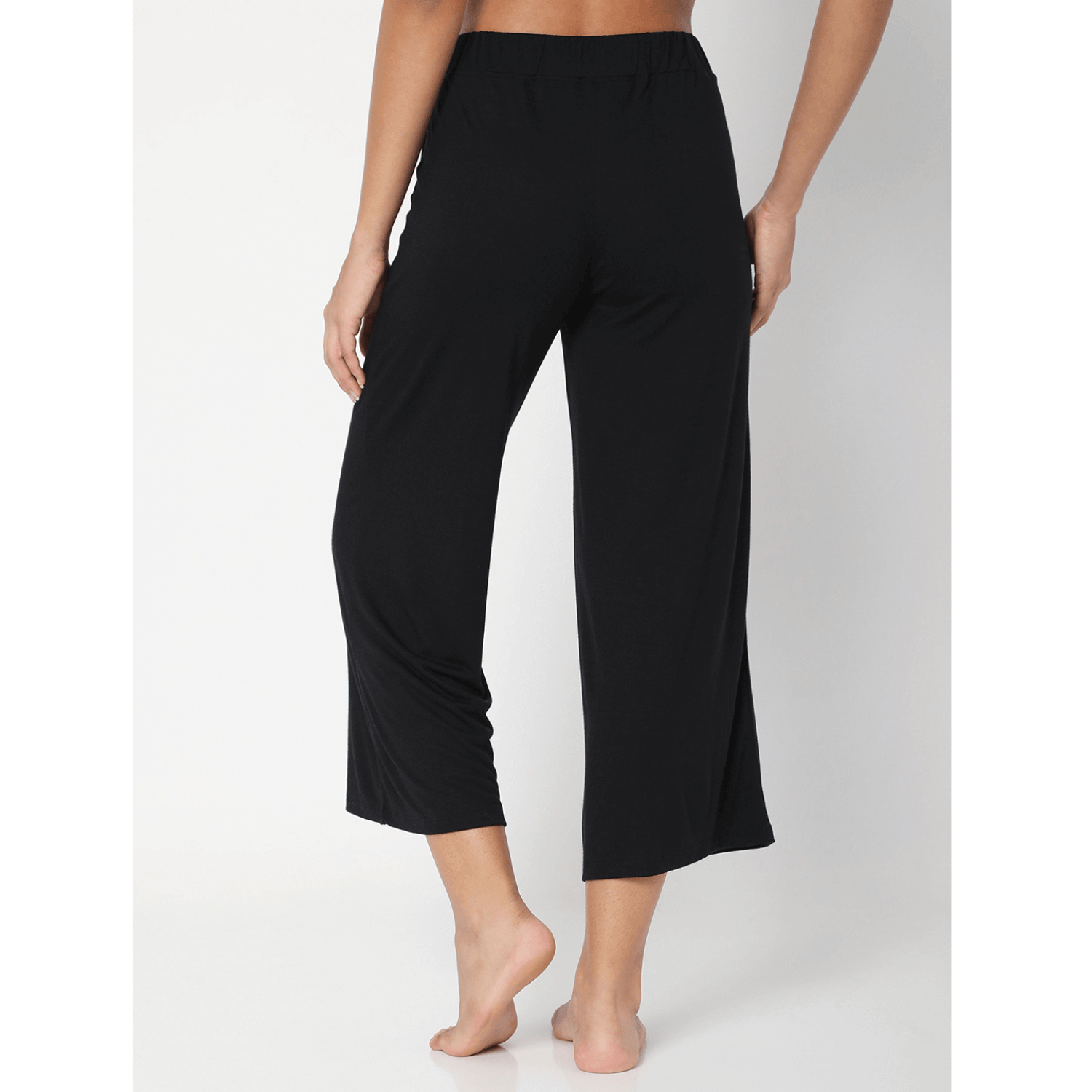 Modal Lounge Culottes Black-Lounge Pants-Silvertraq-Silvertraq
