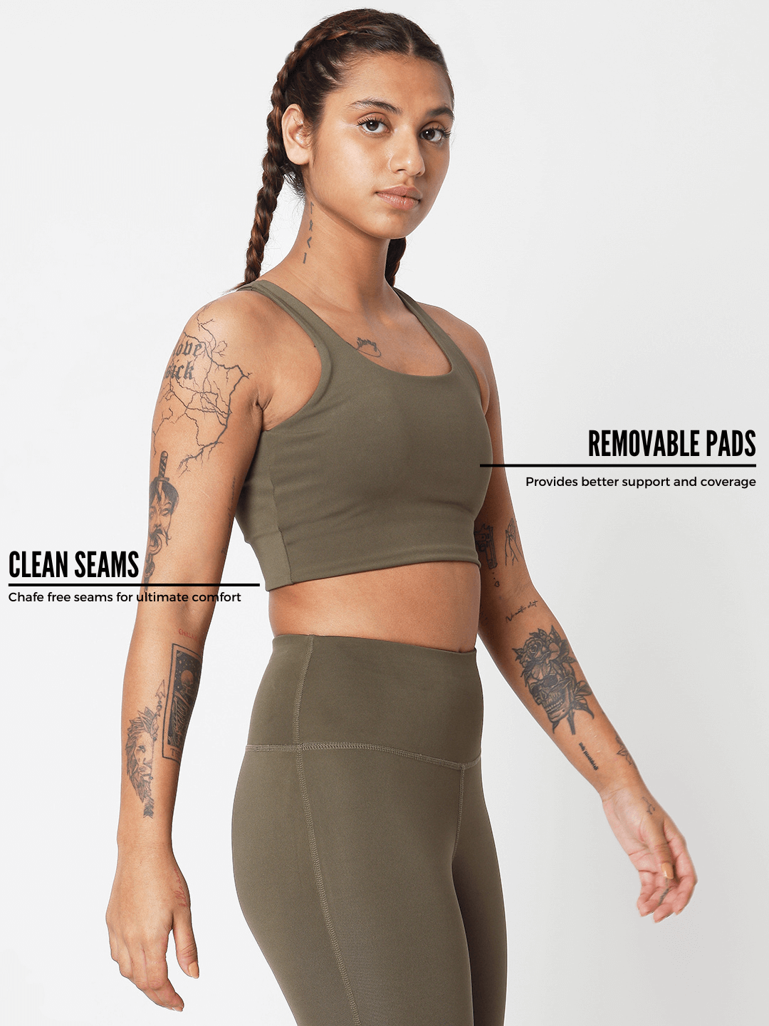 Olive High Impact Action Bra & 7/8 Leggings