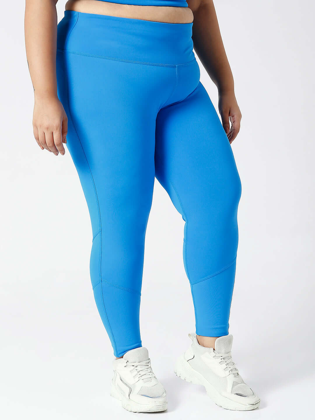 Ath Perform 7/8 High Waist Leggings Electric Blue Plus-Leggings-Silvertraq-Silvertraq