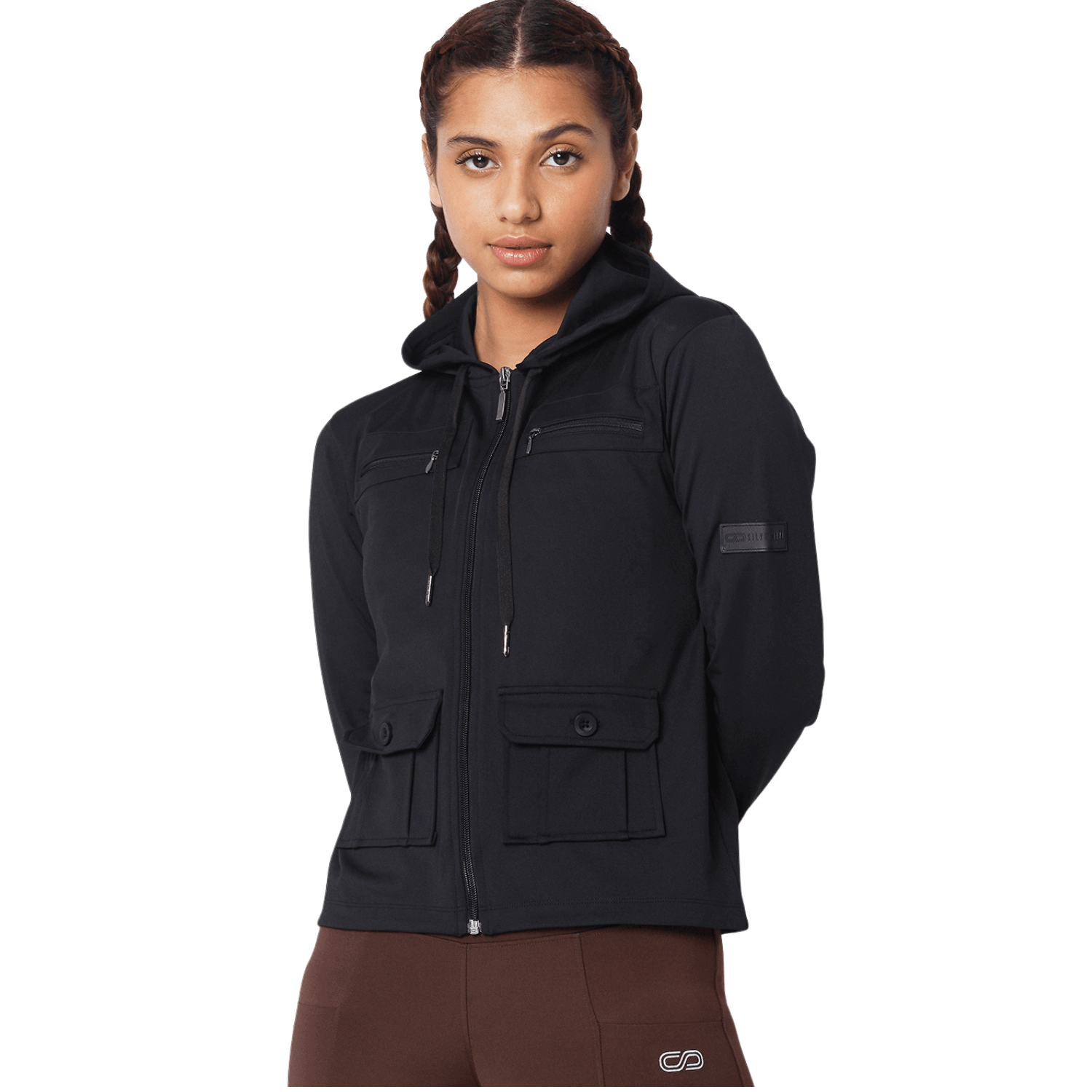 Hooded Cargo Pocket Jacket Black-Sports Jacket-Silvertraq-Black-XS-Silvertraq