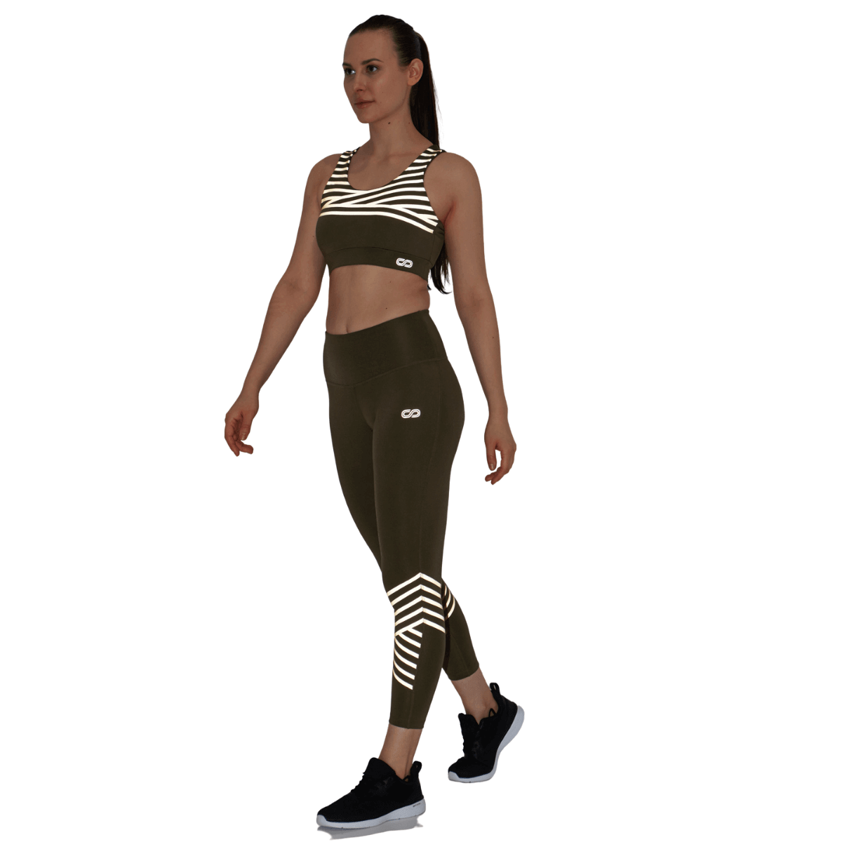 Athena Reflective Leggings Olive-Leggings-Silvertraq-Silvertraq