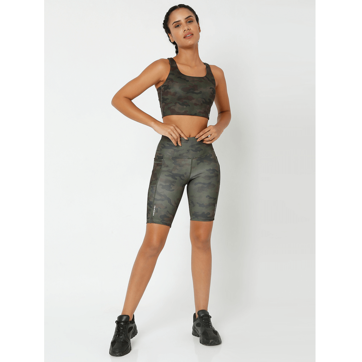 Shop-Army Camo Biker Shorts & Action Bra