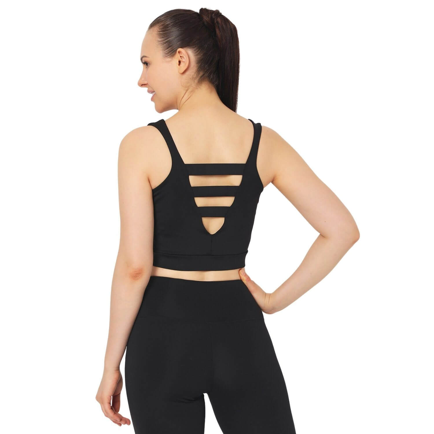 Plunge Bra Black-Padded Sports Bra-Silvertraq-Silvertraq
