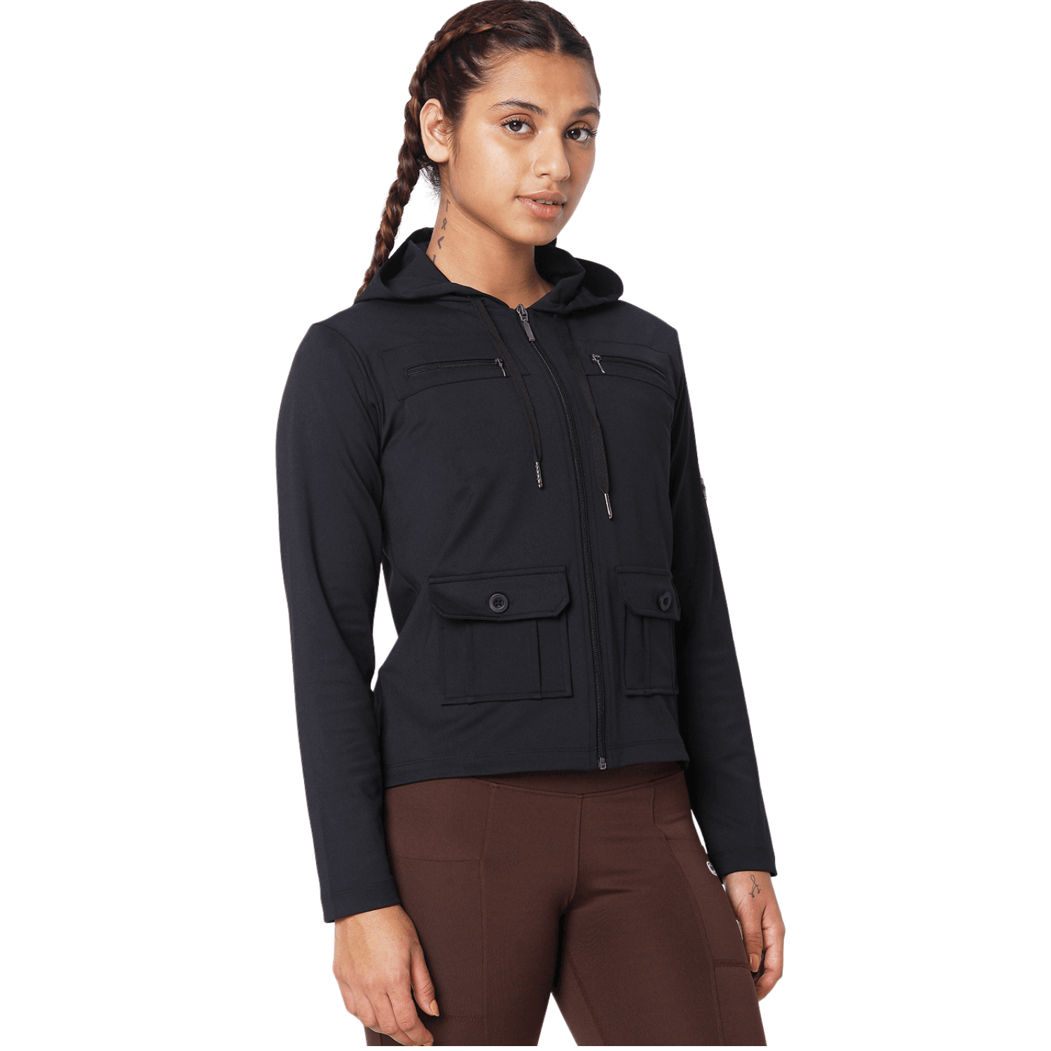 Hooded Cargo Pocket Jacket Black-Sports Jacket-Silvertraq-Silvertraq