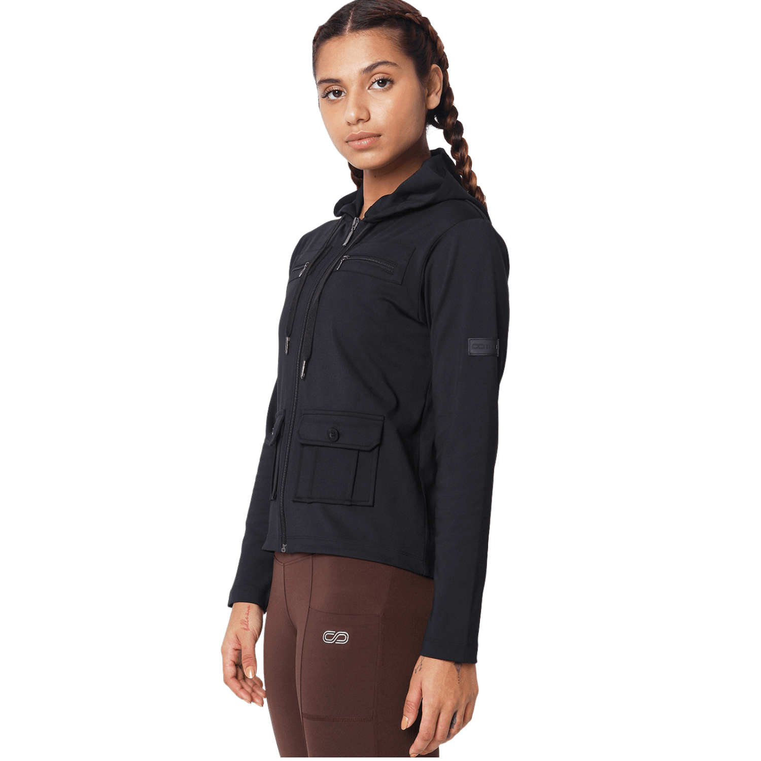 Hooded Cargo Pocket Jacket Black-Sports Jacket-Silvertraq-Silvertraq