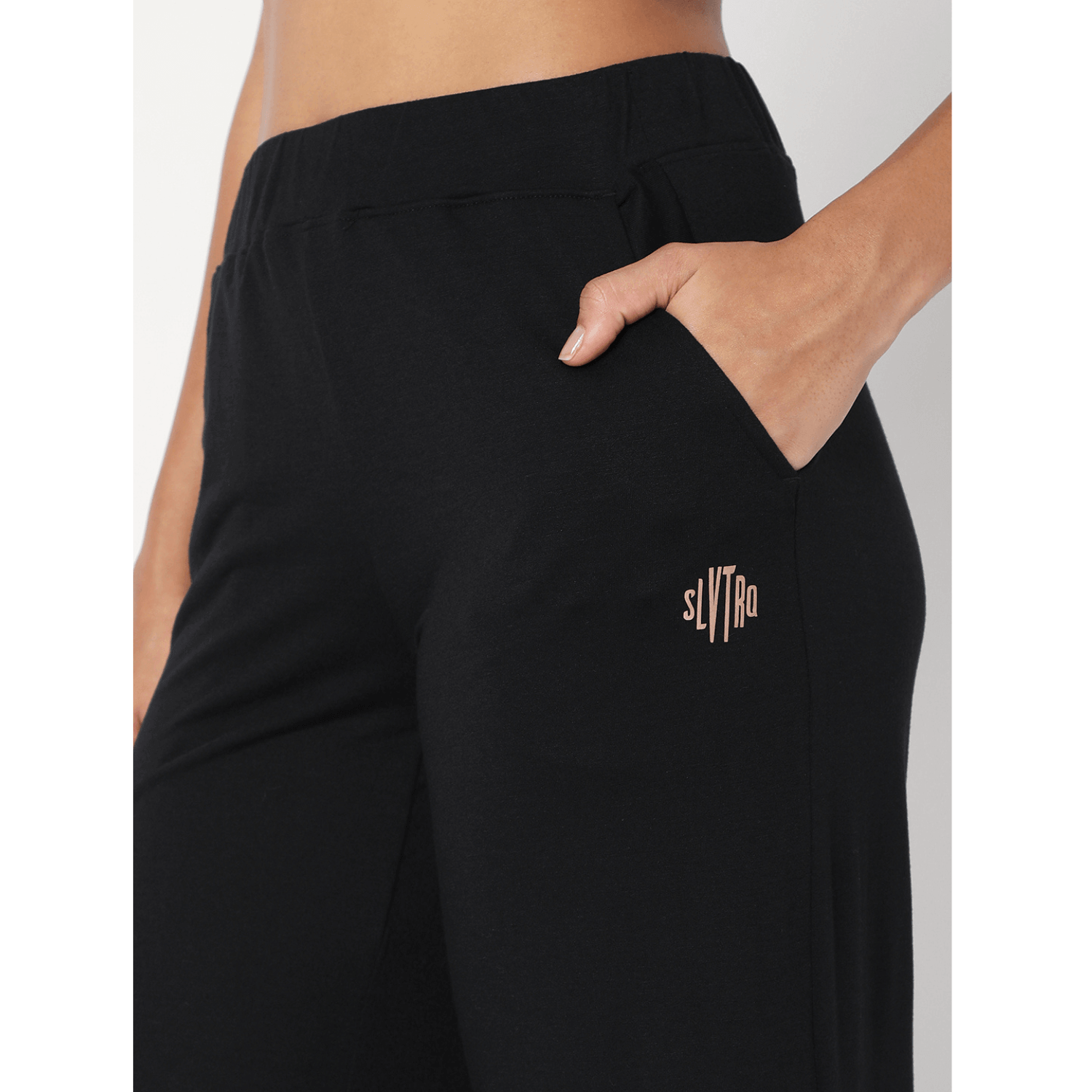 Modal Lounge Culottes Black-Lounge Pants-Silvertraq-Silvertraq