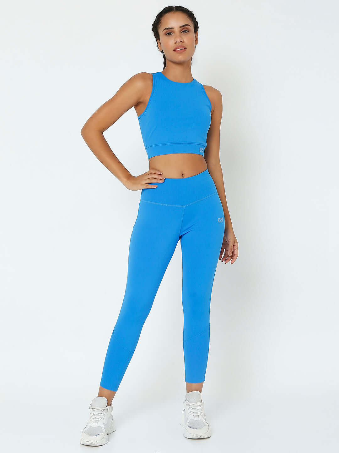 Electric Blue Crossback Crop Top & 7/8 Leggings