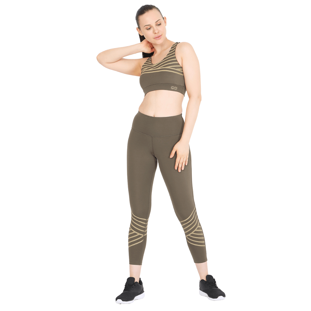 Athena Reflective Crop Top Olive-Padded Crop Top-Silvertraq-Silvertraq