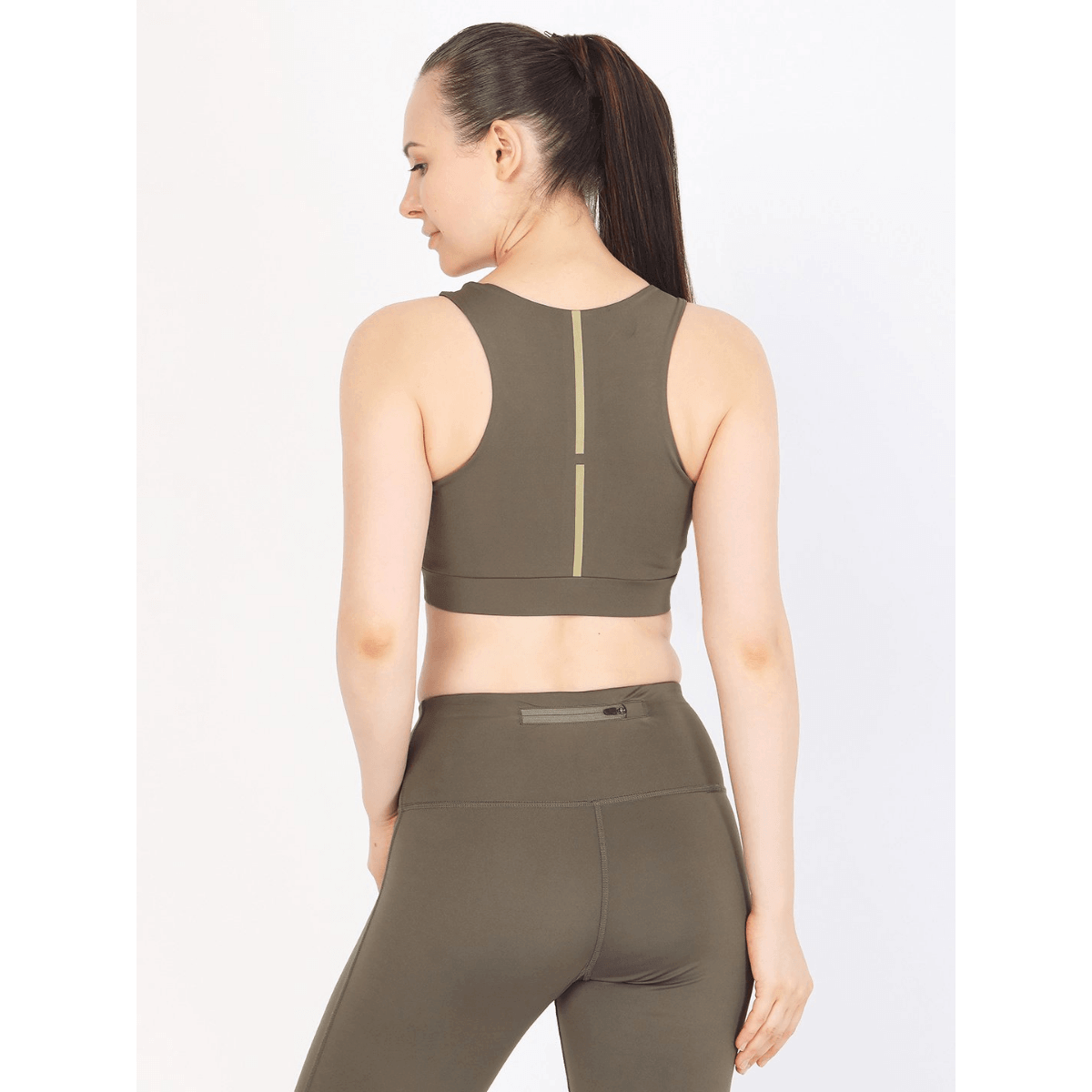 Athena Reflective Crop Top Olive-Padded Crop Top-Silvertraq-Silvertraq