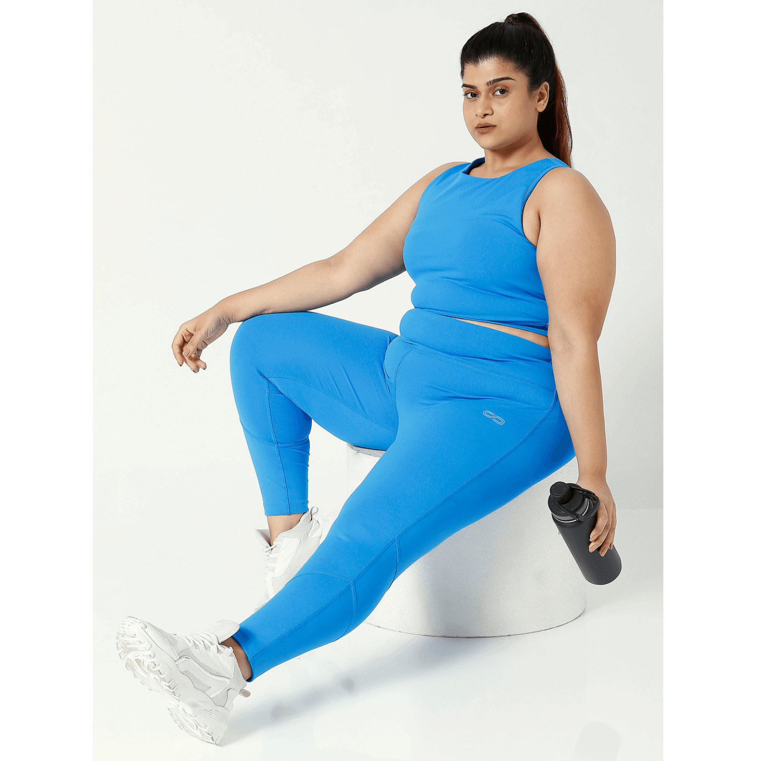Ath Perform 7/8 High Waist Leggings Electric Blue Plus-Leggings-Silvertraq-Silvertraq