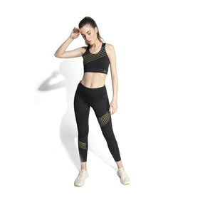 Luxe Gold Reflective Crop Top Black-Padded Crop Top-Silvertraq-Silvertraq