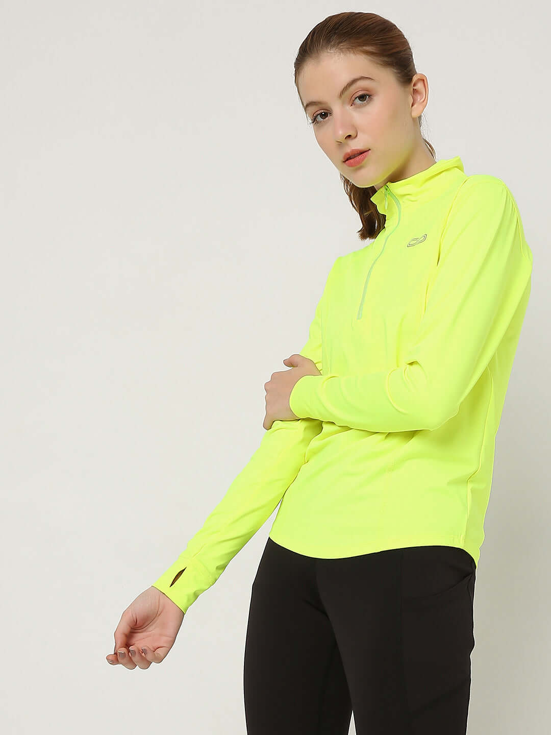 Shop-Women's Ath Runner Zip Neck Safety Yellow