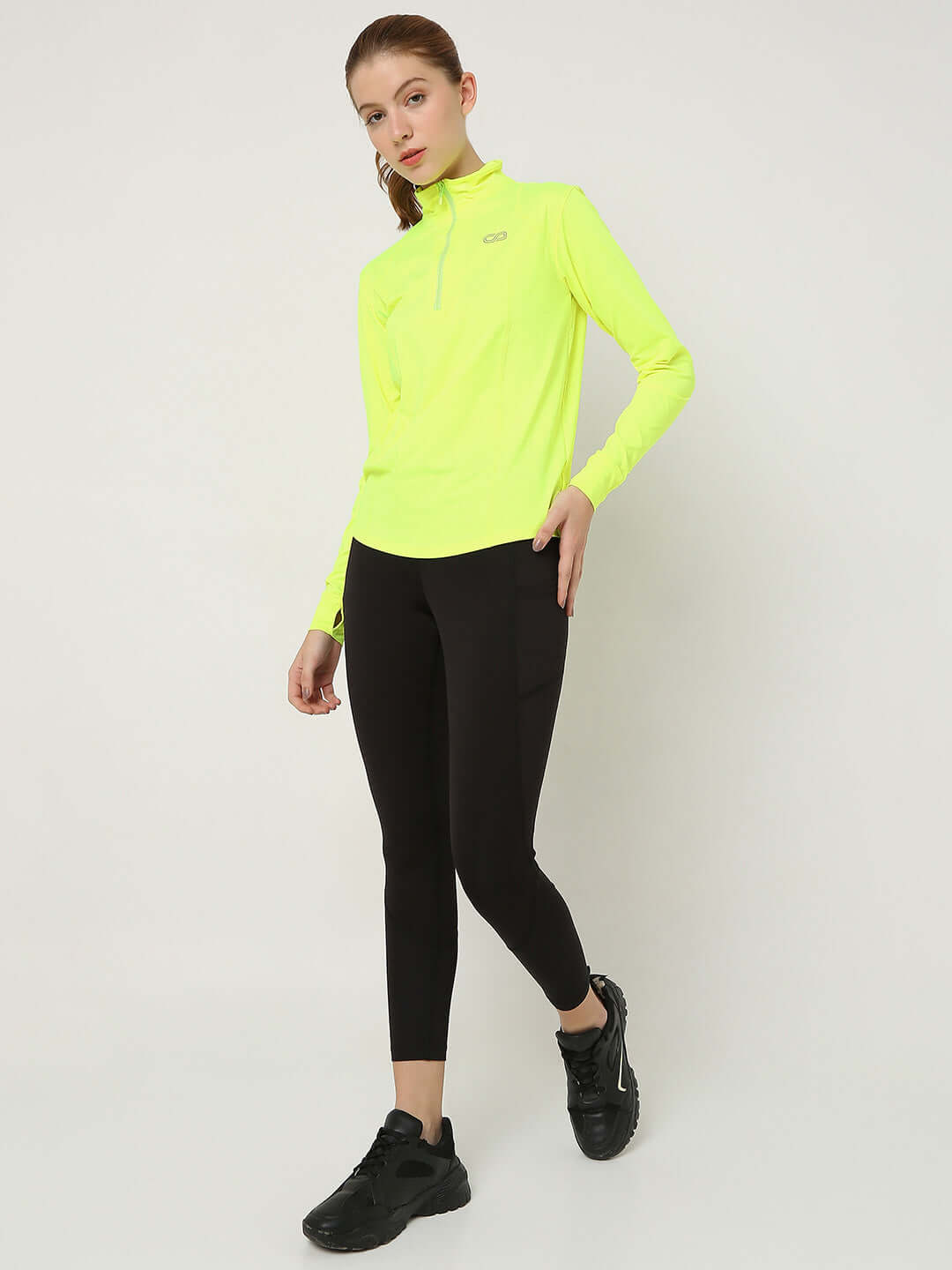 Shop-Women's Ath Runner Zip Neck Safety Yellow