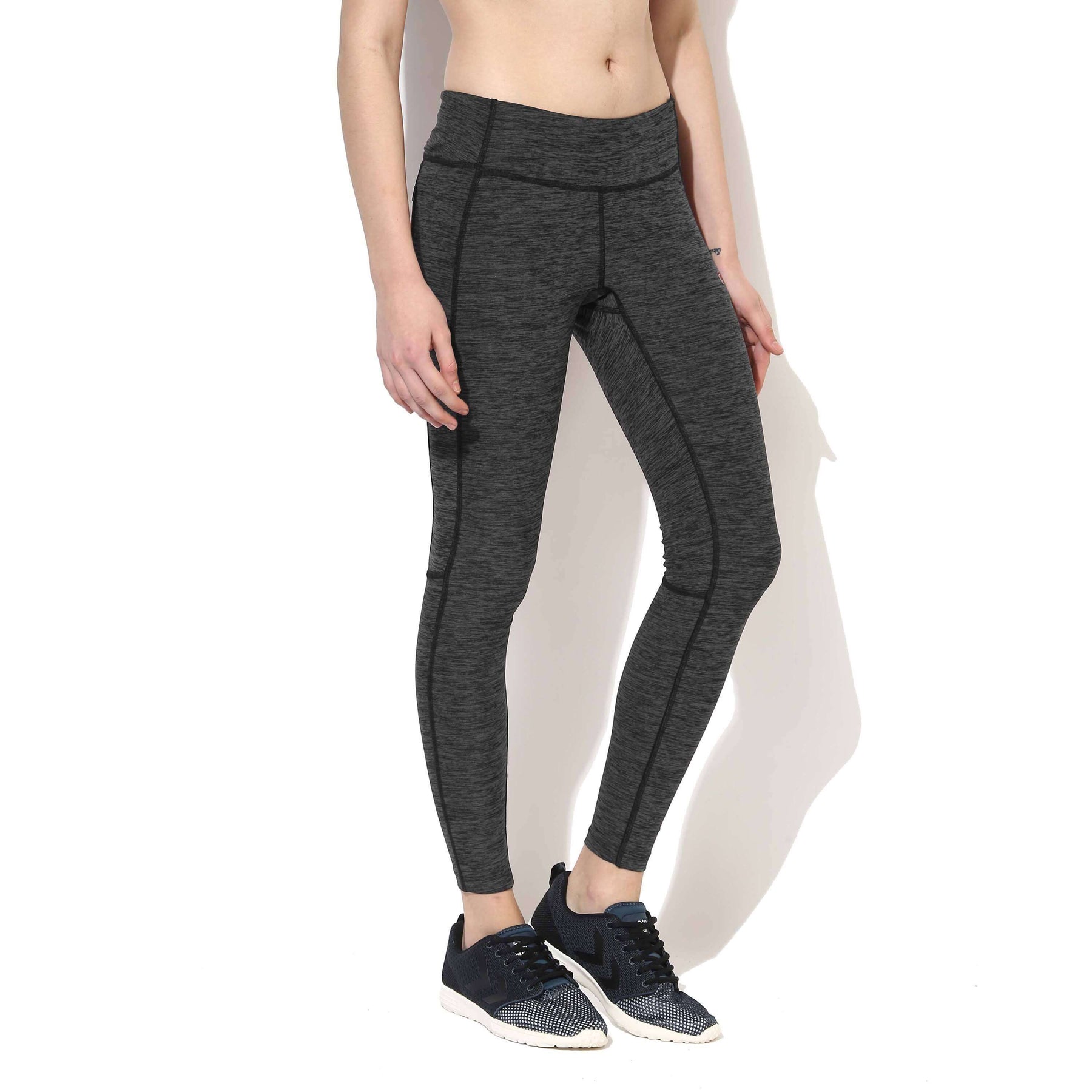 Women's Melange Track Leggings Grey-Black-Leggings-Silvertraq-Silvertraq