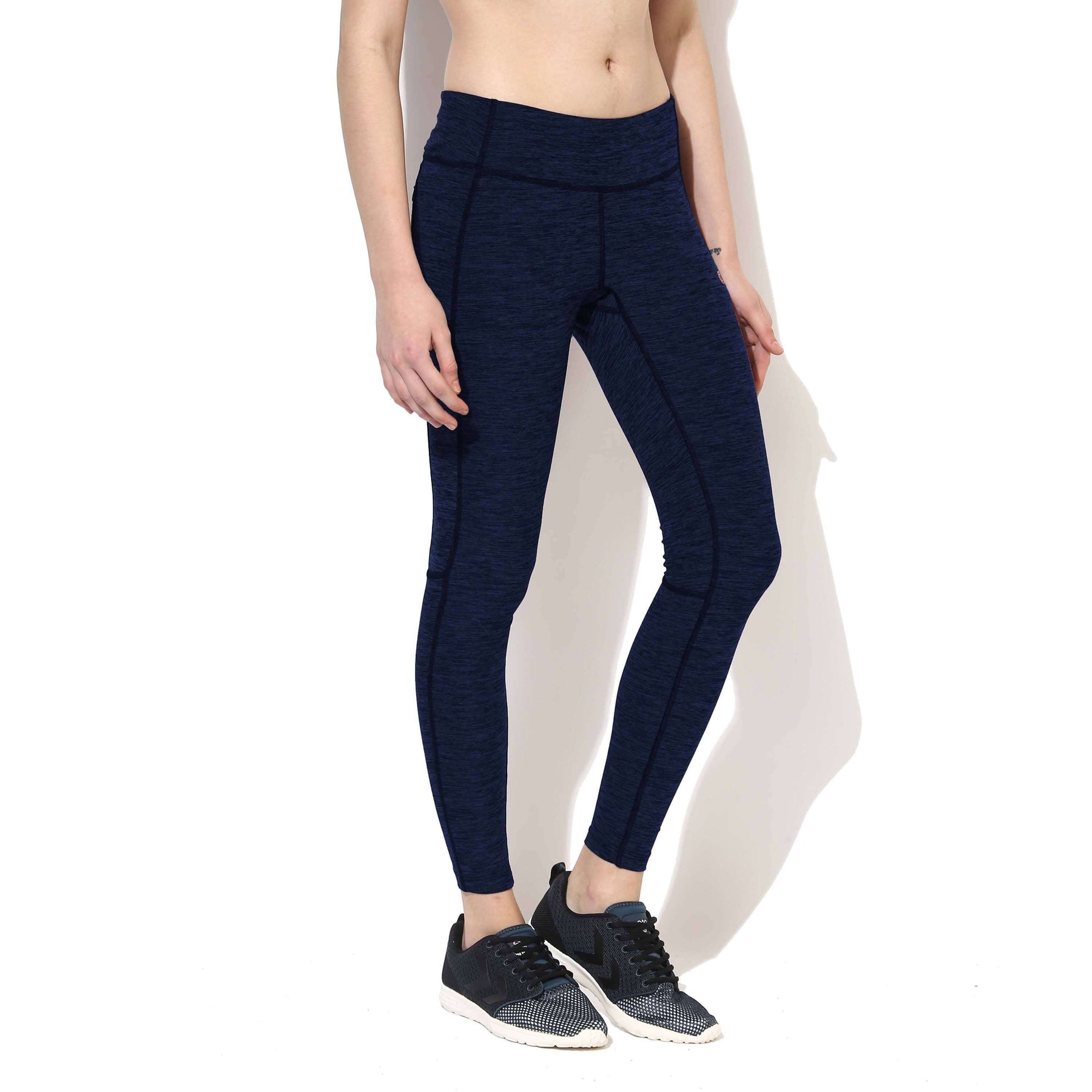 Women's Melange Track Leggings Grey-Black-Leggings-Silvertraq-Silvertraq
