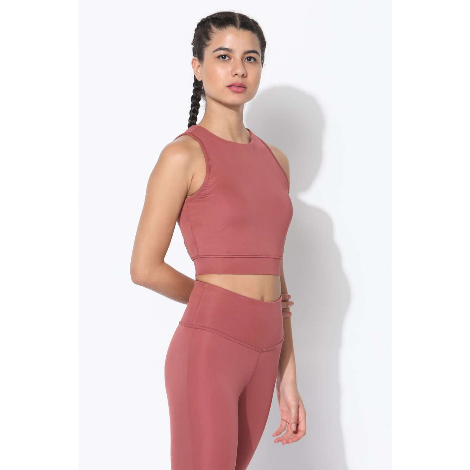 Shop-Marsala Padded Cross Back Crop Top and 7/8 Leggings