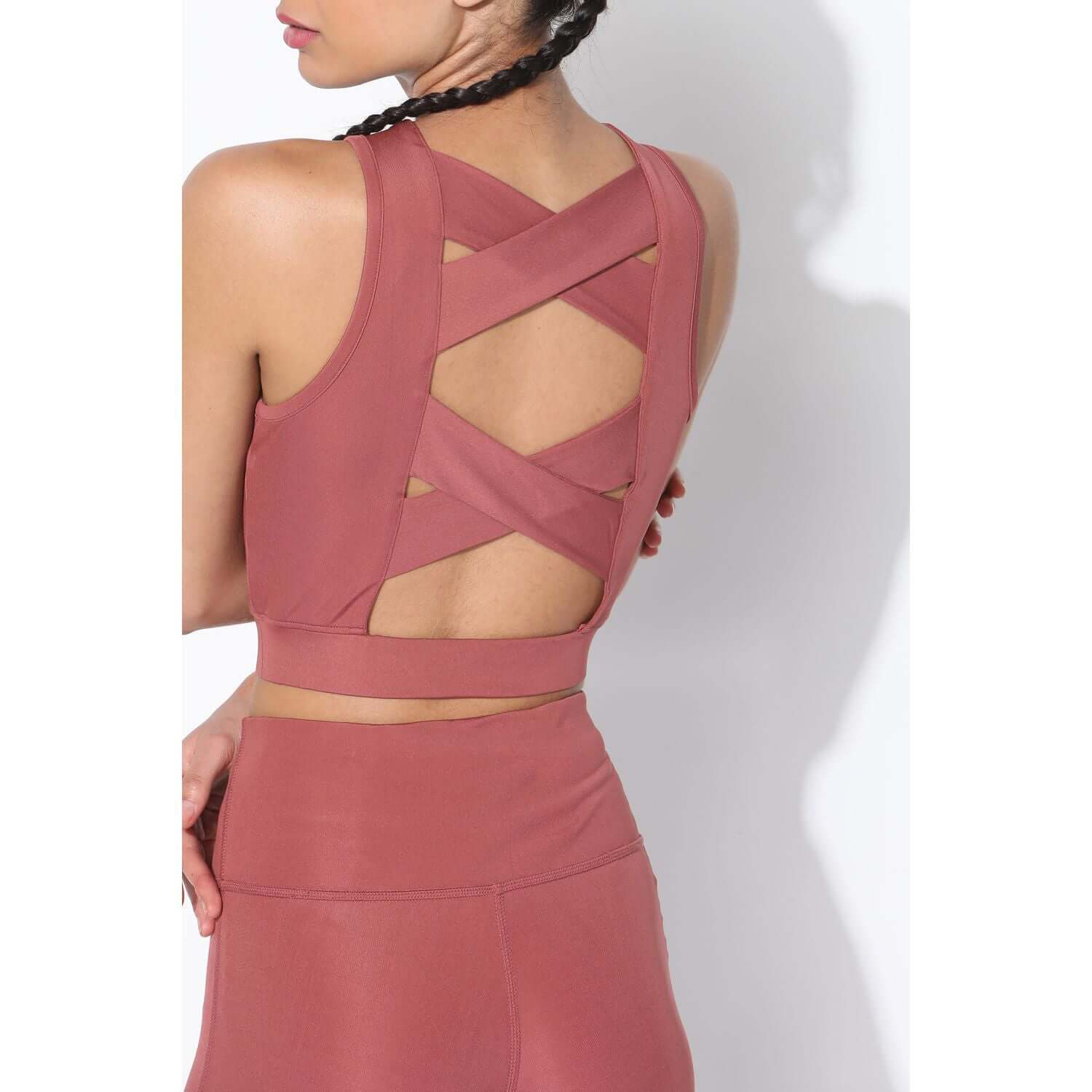 Shop-Marsala Padded Cross Back Crop Top and 7/8 Leggings