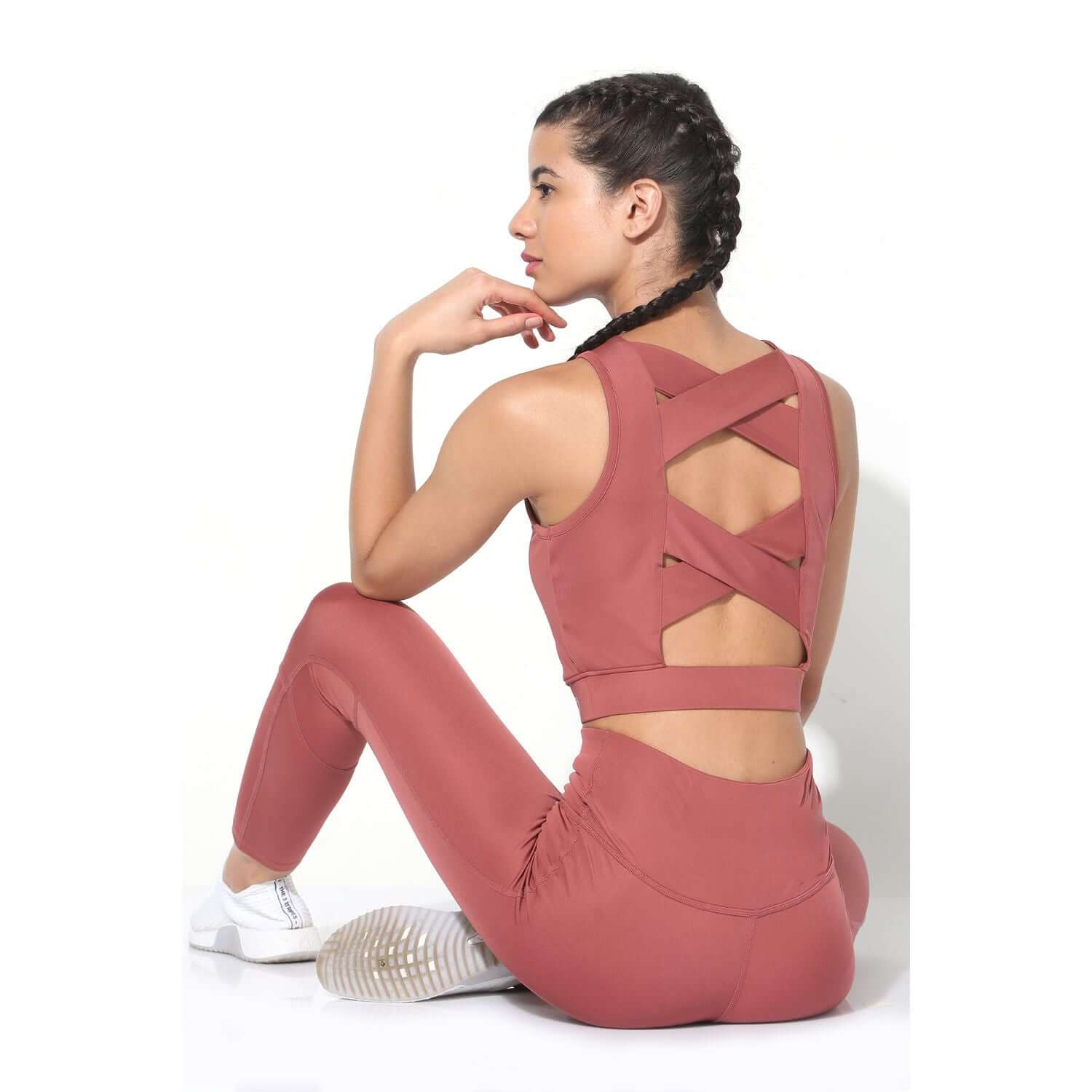 Shop-Marsala Padded Cross Back Crop Top and 7/8 Leggings